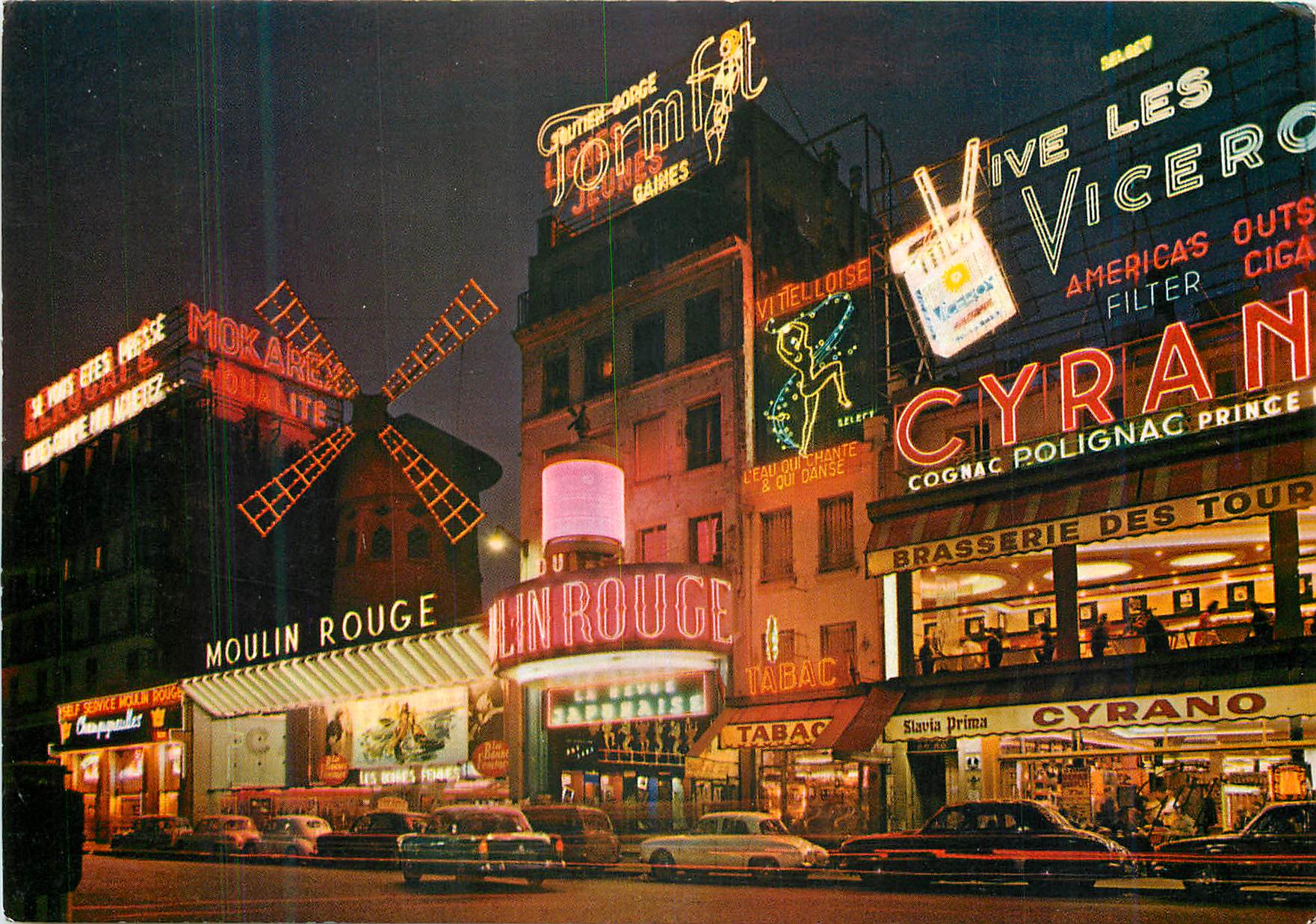 CPM Paris et ses Merveilles Montmartre la nuit le Moulin Rouge Cyrano