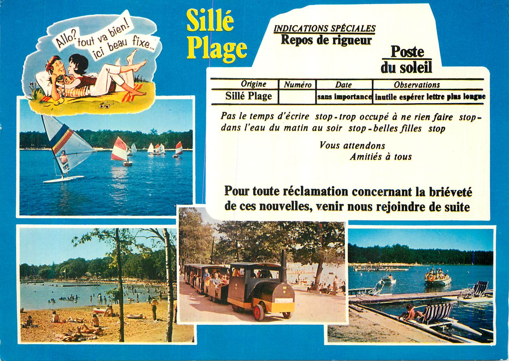 CPM Sille le Guillaume Sarthe Sille Plage Train
