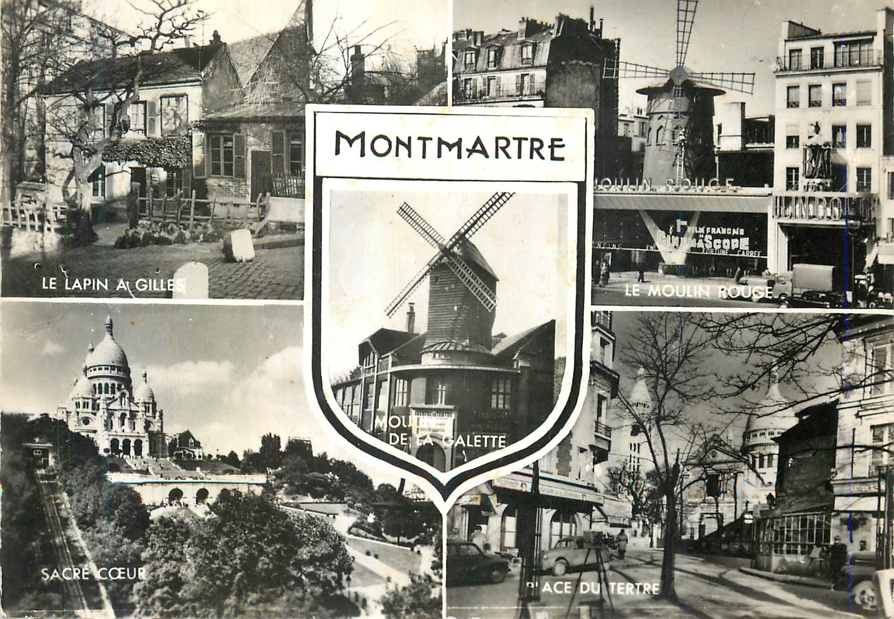 CPM Montmartre Paris LE Lapin A Gilles Moulin rouge Sacre Cœur Place du Tertre