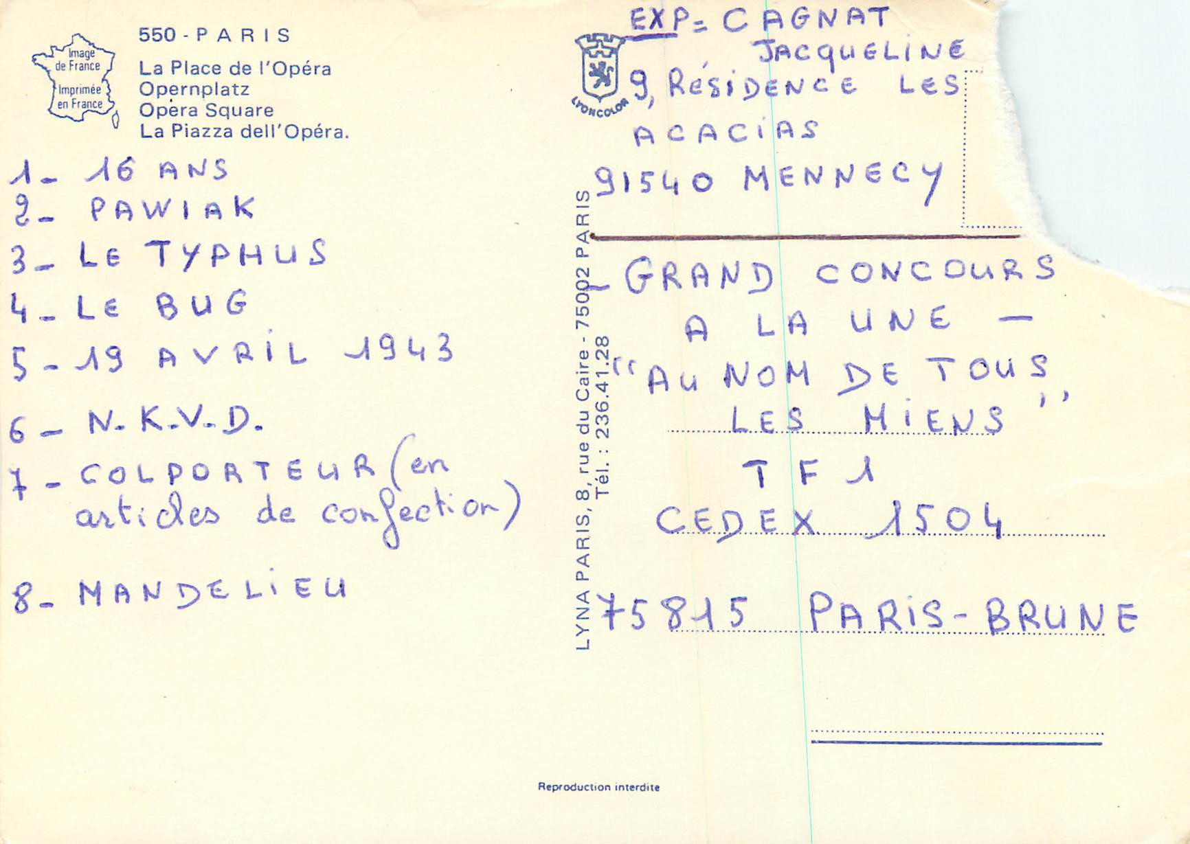 Académie nationale de l'histoire — Paris — Imprimée en France — Verso
