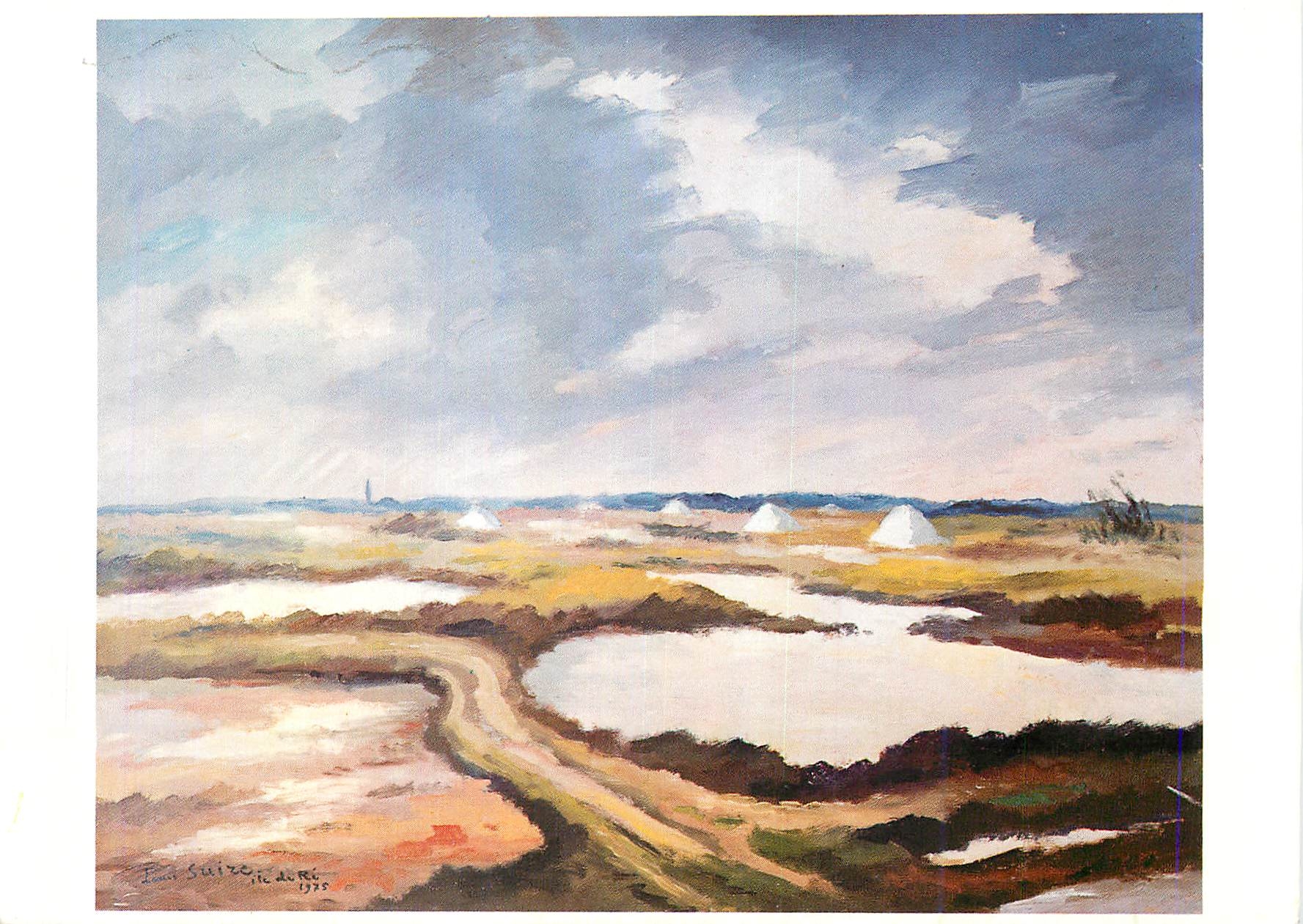 Ile de Ré — Marais salants. Peinture de Louis Suire — Éditions Melusine La Rochelle