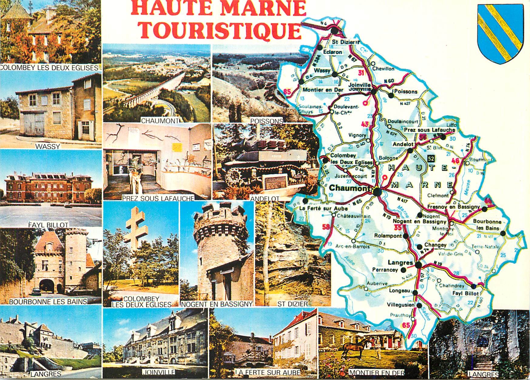 CPM Haute Marne Touristique Colombey les deux eglises Wassy Chaumont Poissons Andelot Priez sous Lafauche Fayl Billot St