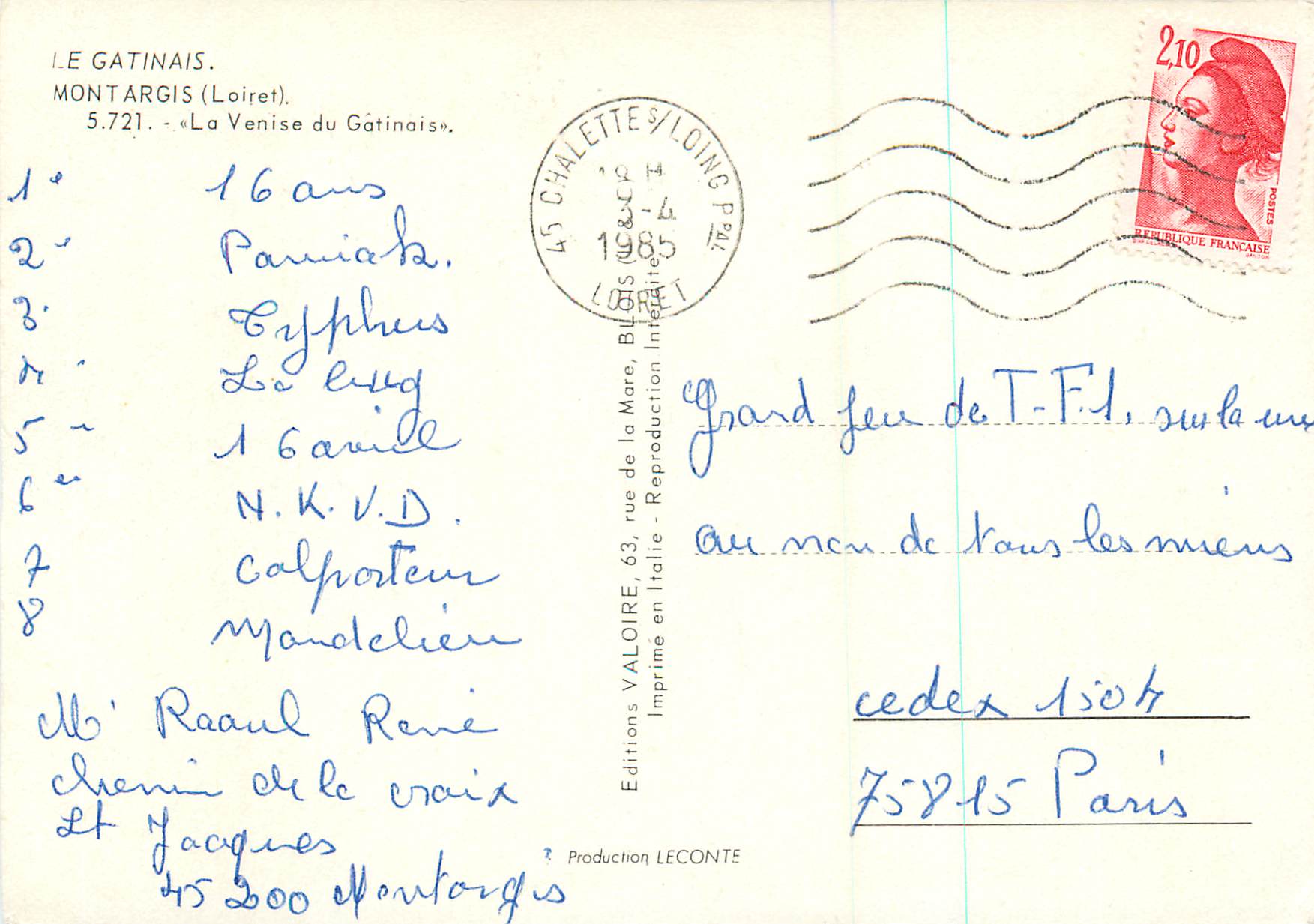 CPM Montargis Loiret La Venise du Gatinais  — Rückseite