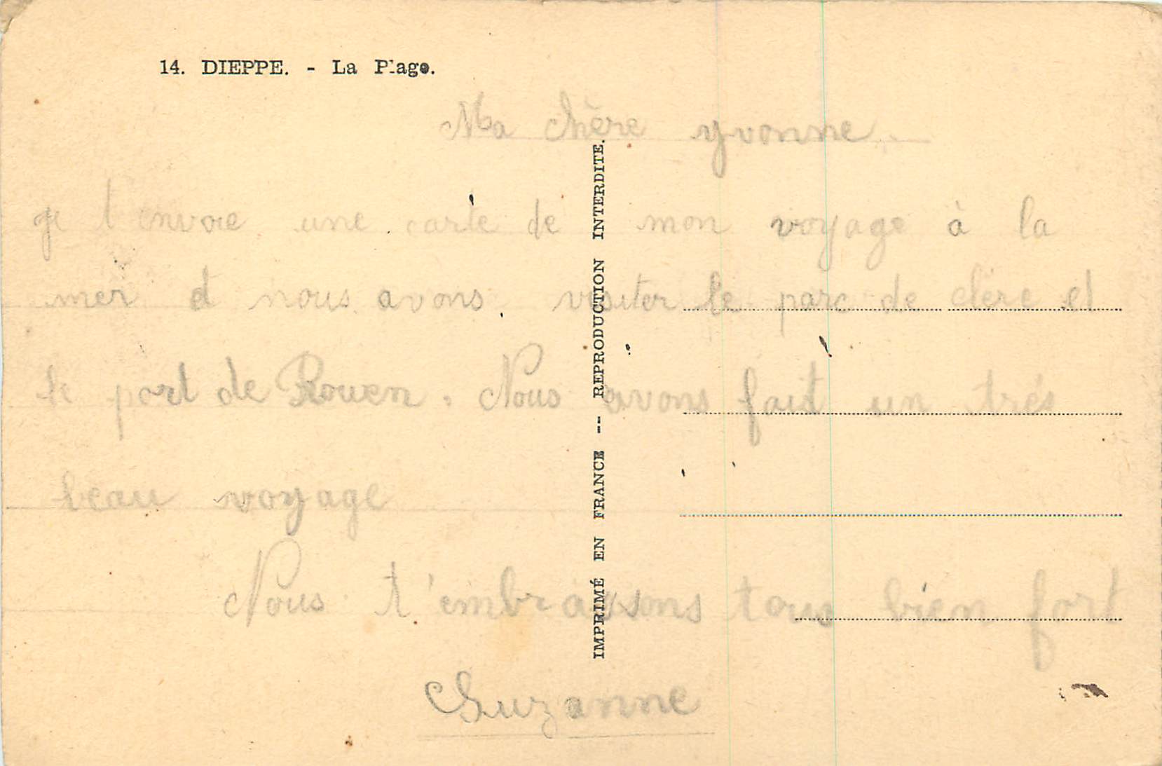CPA Dieppe La Plage  — Verso
