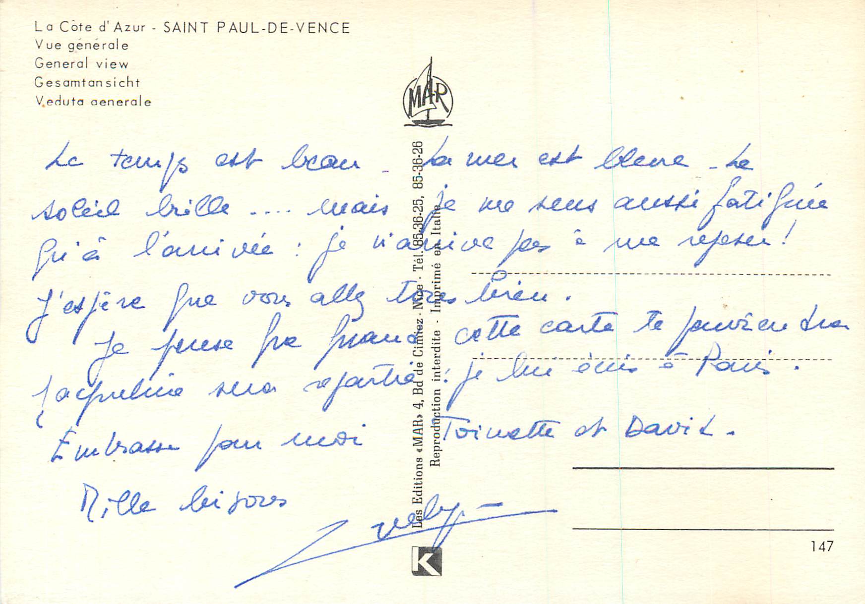 CPM La Cote d Azur Saint Paul de Vence Vue generale  — Rückseite