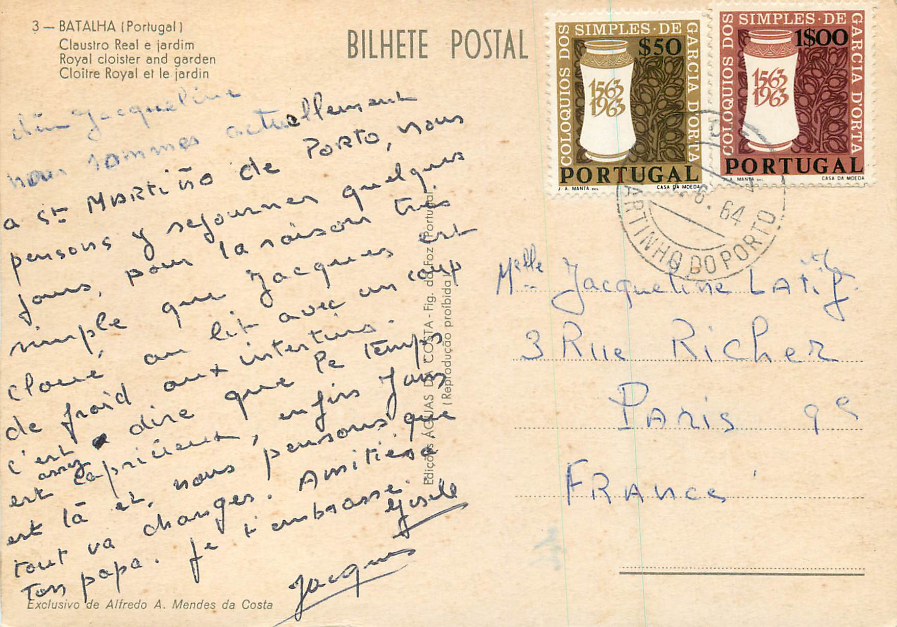 CPM Batalha Portugal Cloitre Royal et le jardin  — Rückseite