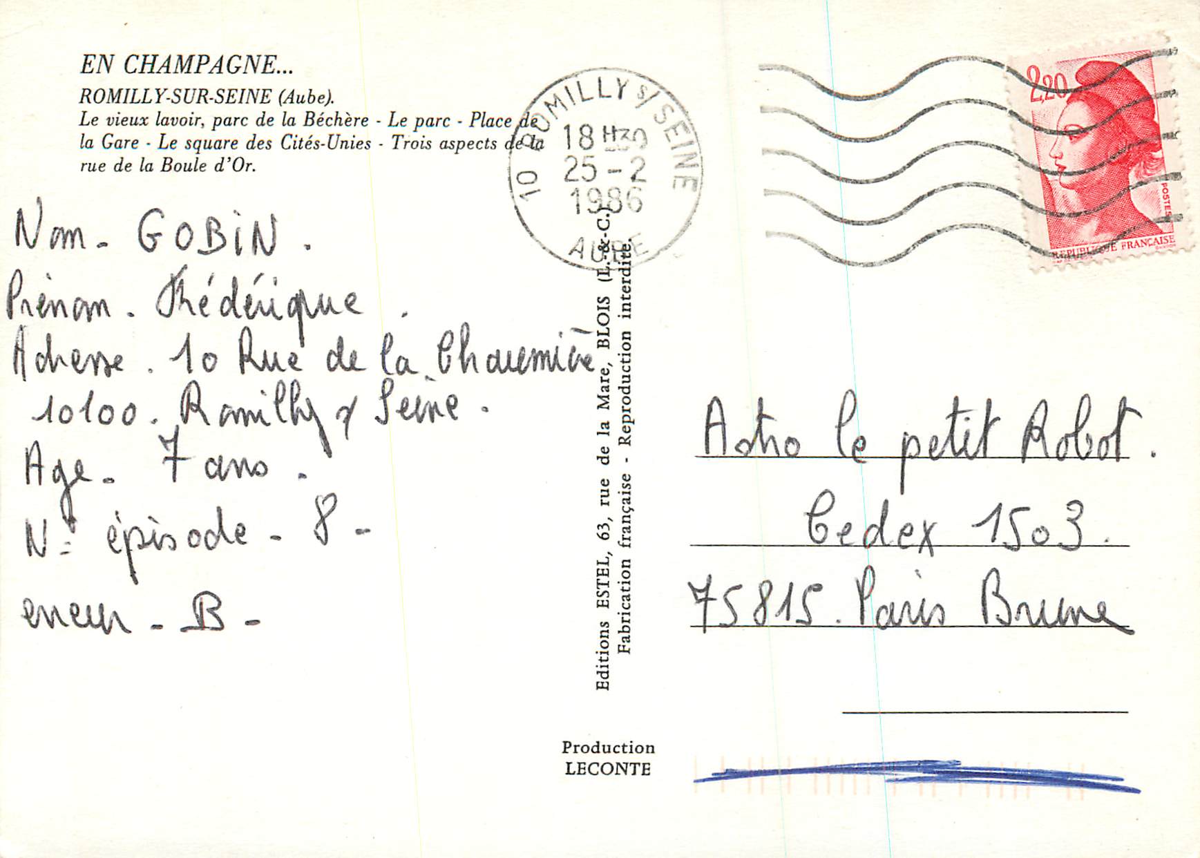 CPA Romilly sur Seine Aude Le vieux lavoir parc de la Bechere  — Back