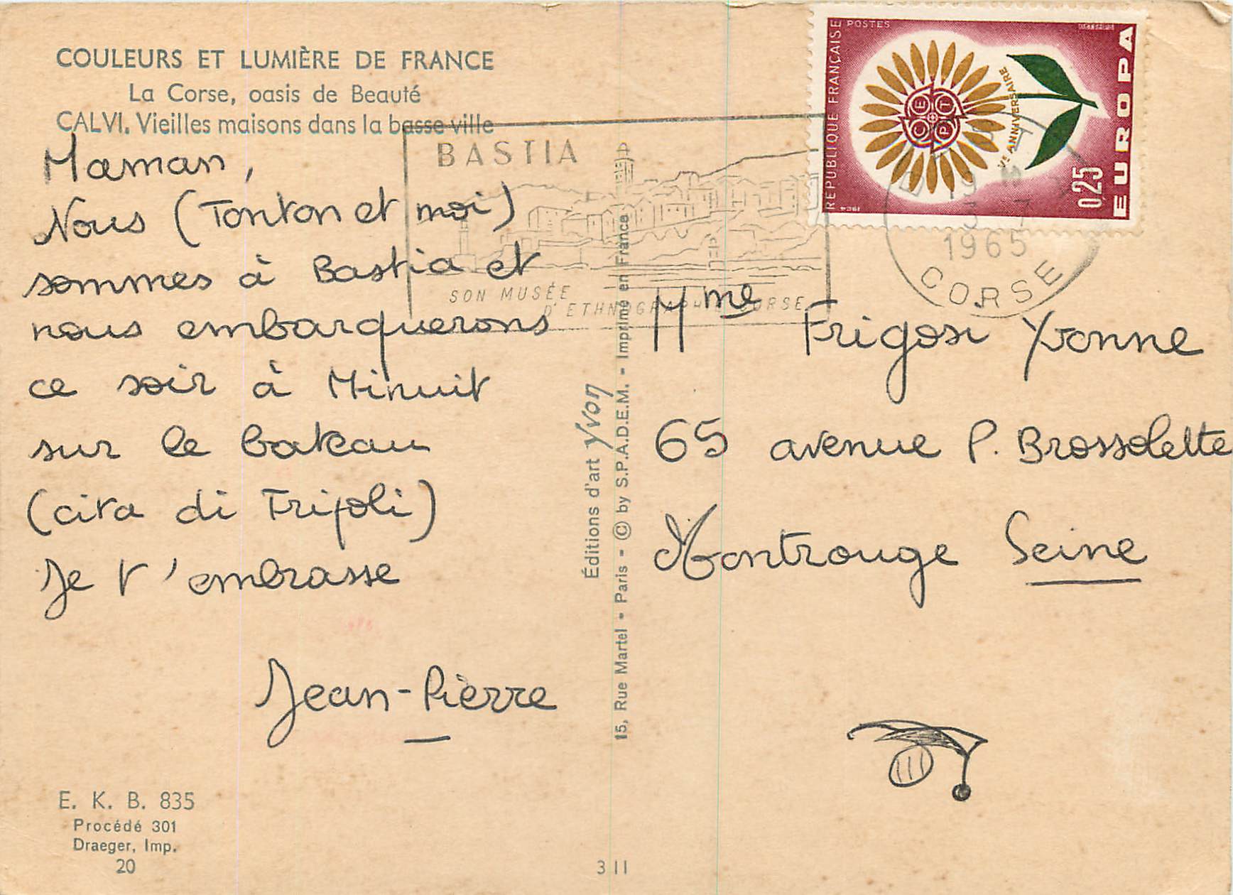 Calvi — Vieilles maisons dans la basse ville — Éditions d'art Yvon — Rückseite