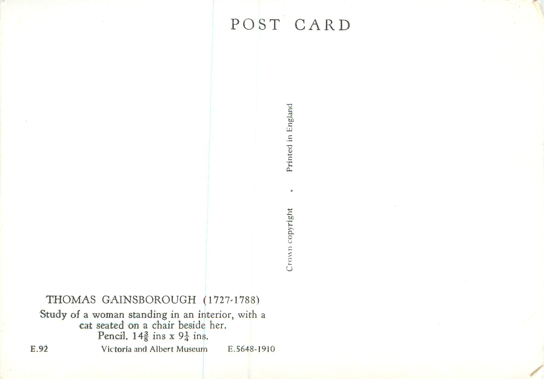 CPM Thomas Gainsborough Victoria and Albert Museum  — Rückseite