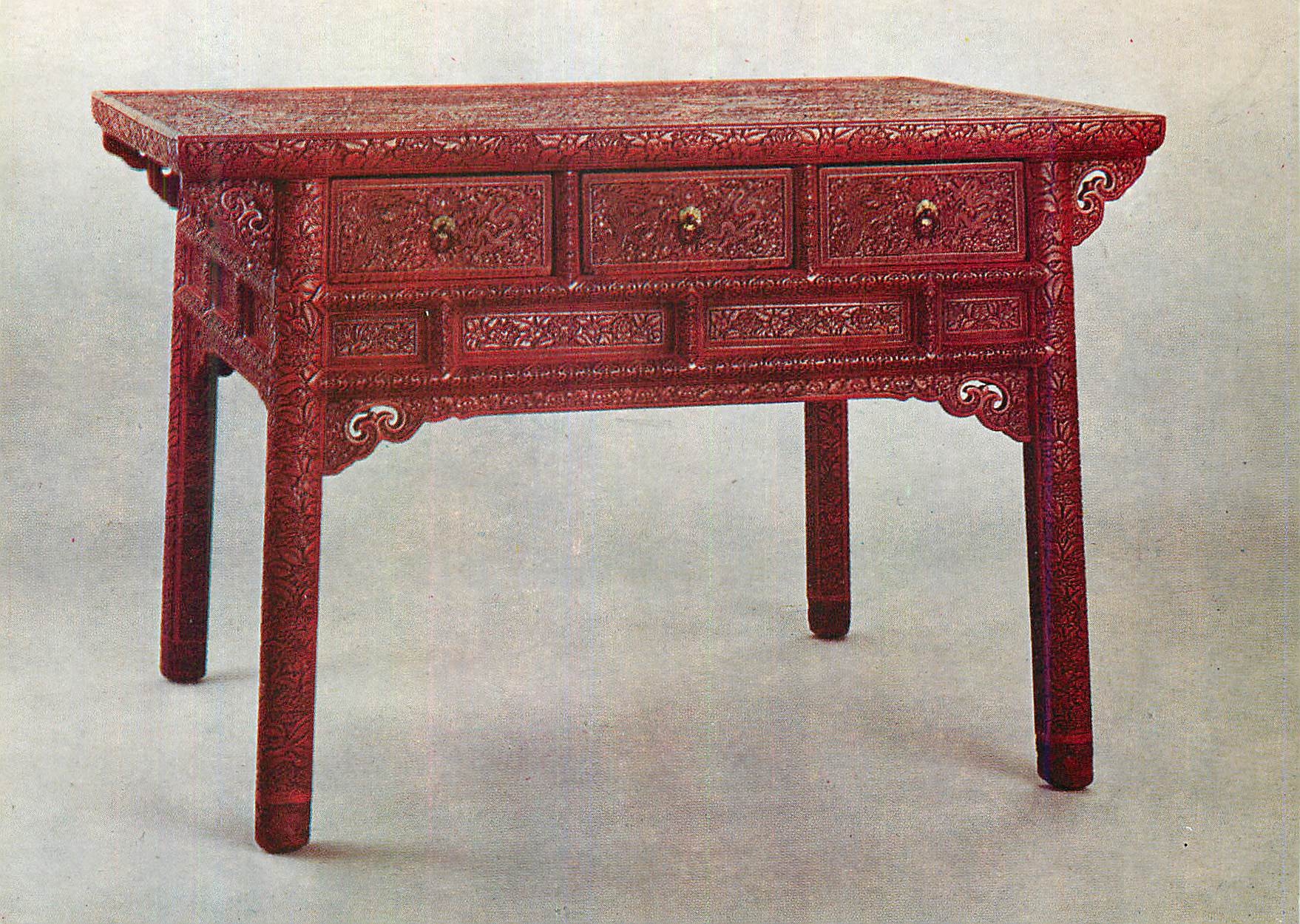 CPM Imperial table carved red lacquer Victoria and Albert Museum  Chine China