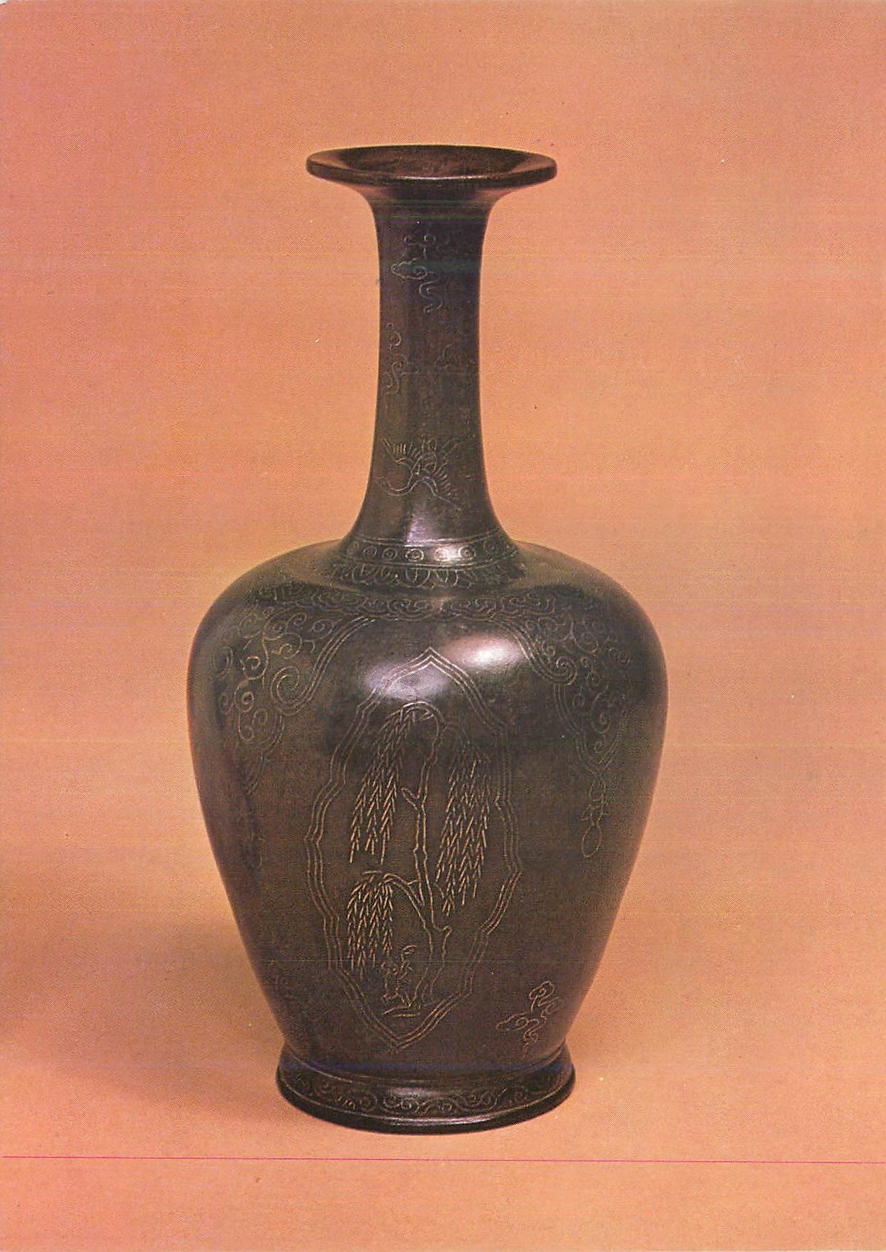 CPM Bottle Bronze inlaid in silver with willow tree Victoria and Albert Museum Korea Coree