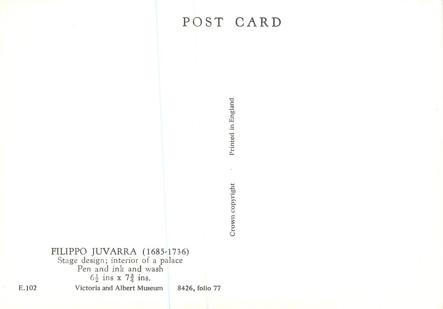 CPM Filippo Juvarra Victoria and Albert Museum  — Verso