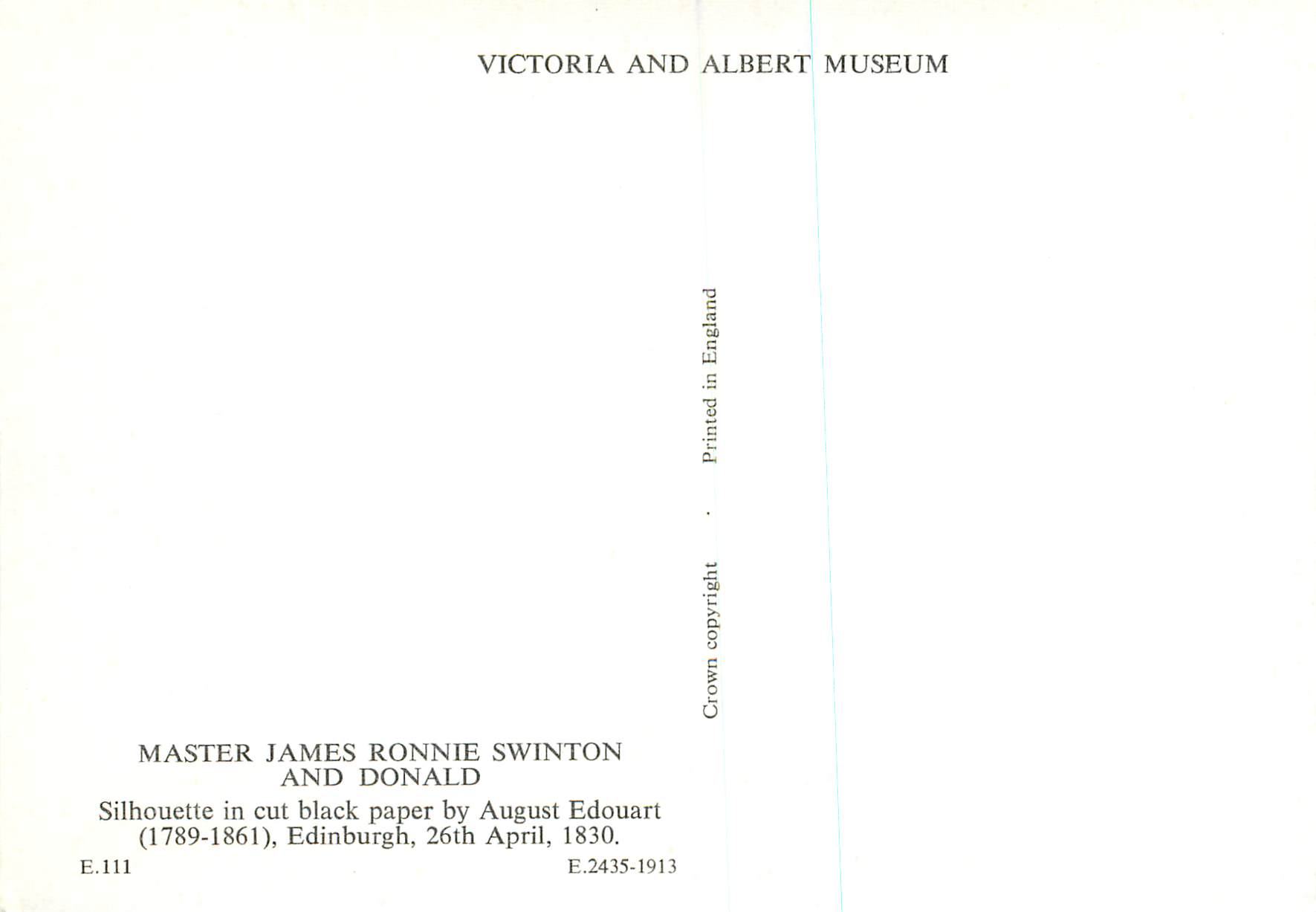 CPM Master James Ronnie Swinton and Donald Victoria and Albert Museum  — Rückseite