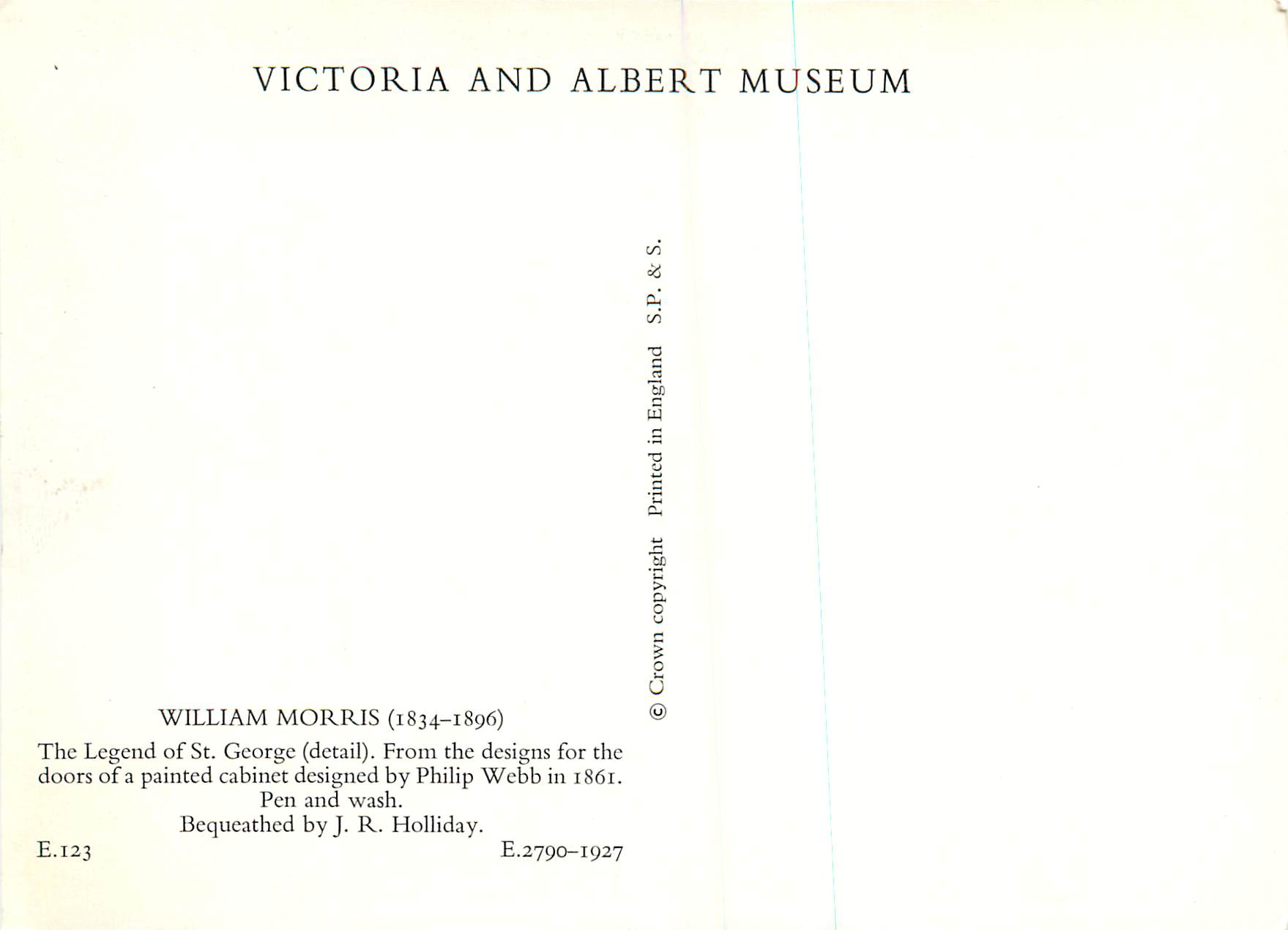 CPM William Morris The Legend of St George Victoria and Albert Museum  — Rückseite