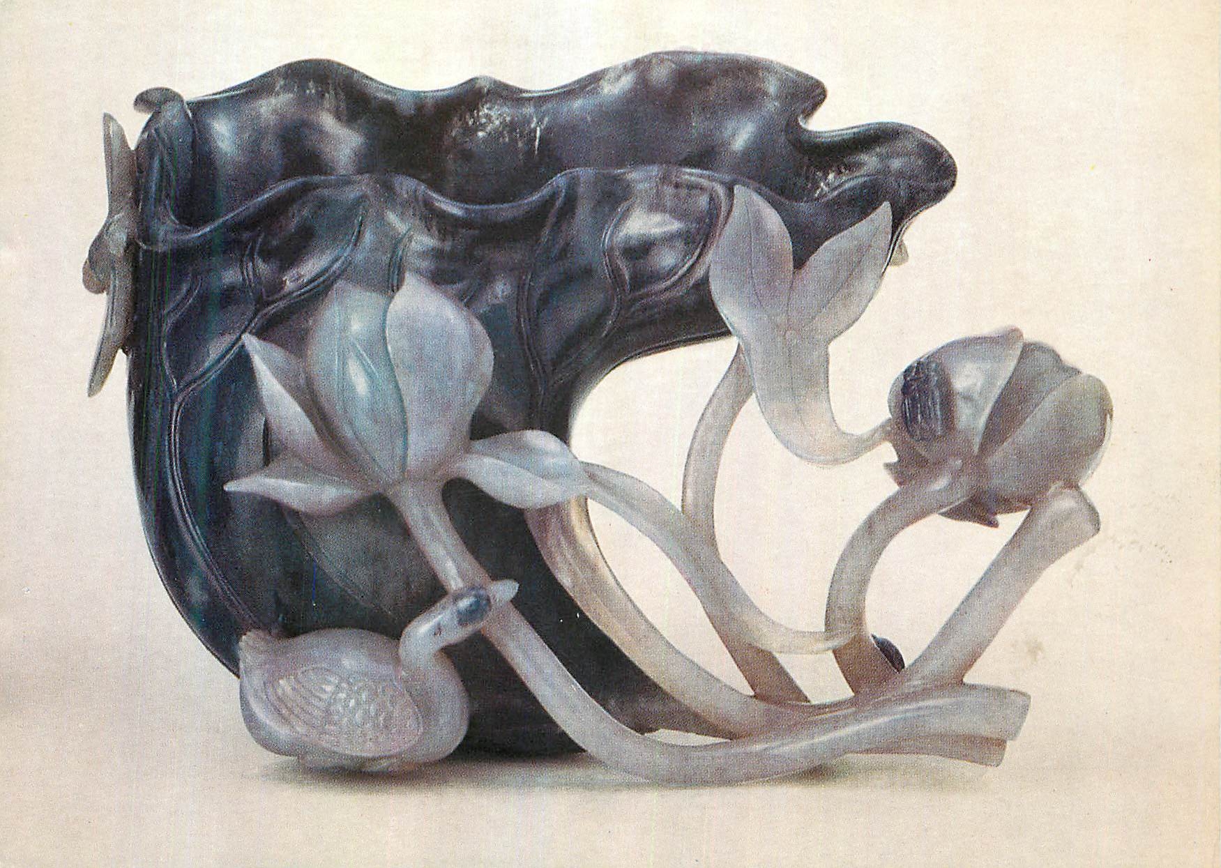 CPM Waterpot Grey hade in form of a lotus leaf and buds Victoria and Albert Museum  Chine China