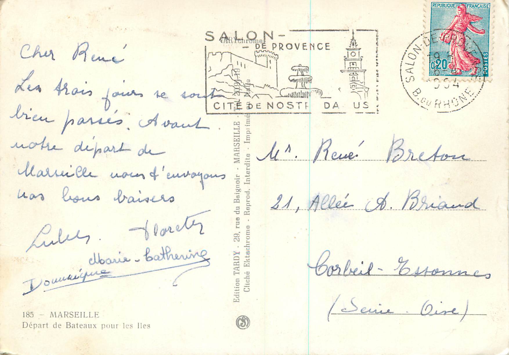 Hafen von Marseille — Boote und Kai — Edition Tardy — Rückseite