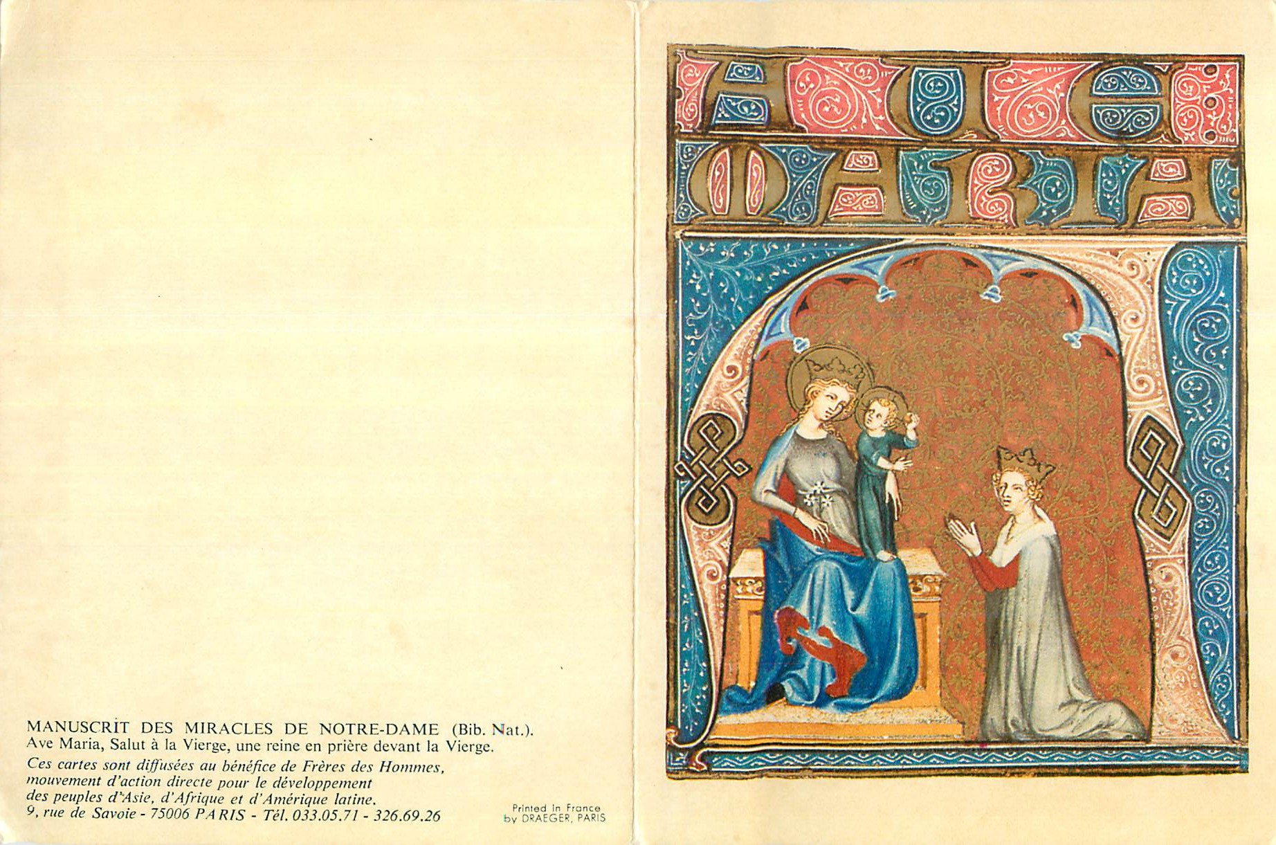 CPM Manuscrit des miracles de Notre Dame Paris 