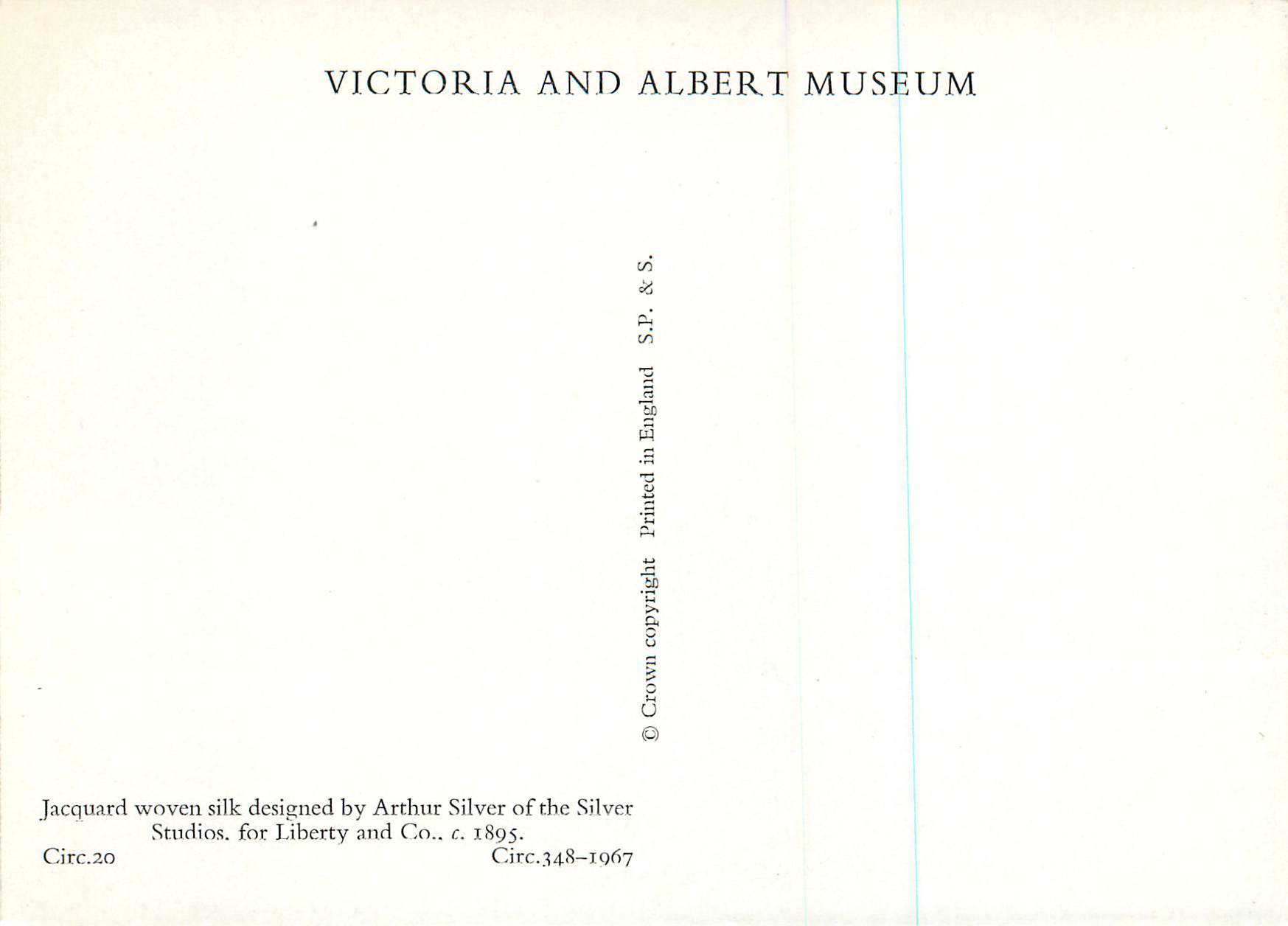 CPM Jacquard woven silk designed by Arthur Silver of the Silver Studios Victoria and Albert Museum  — Rückseite