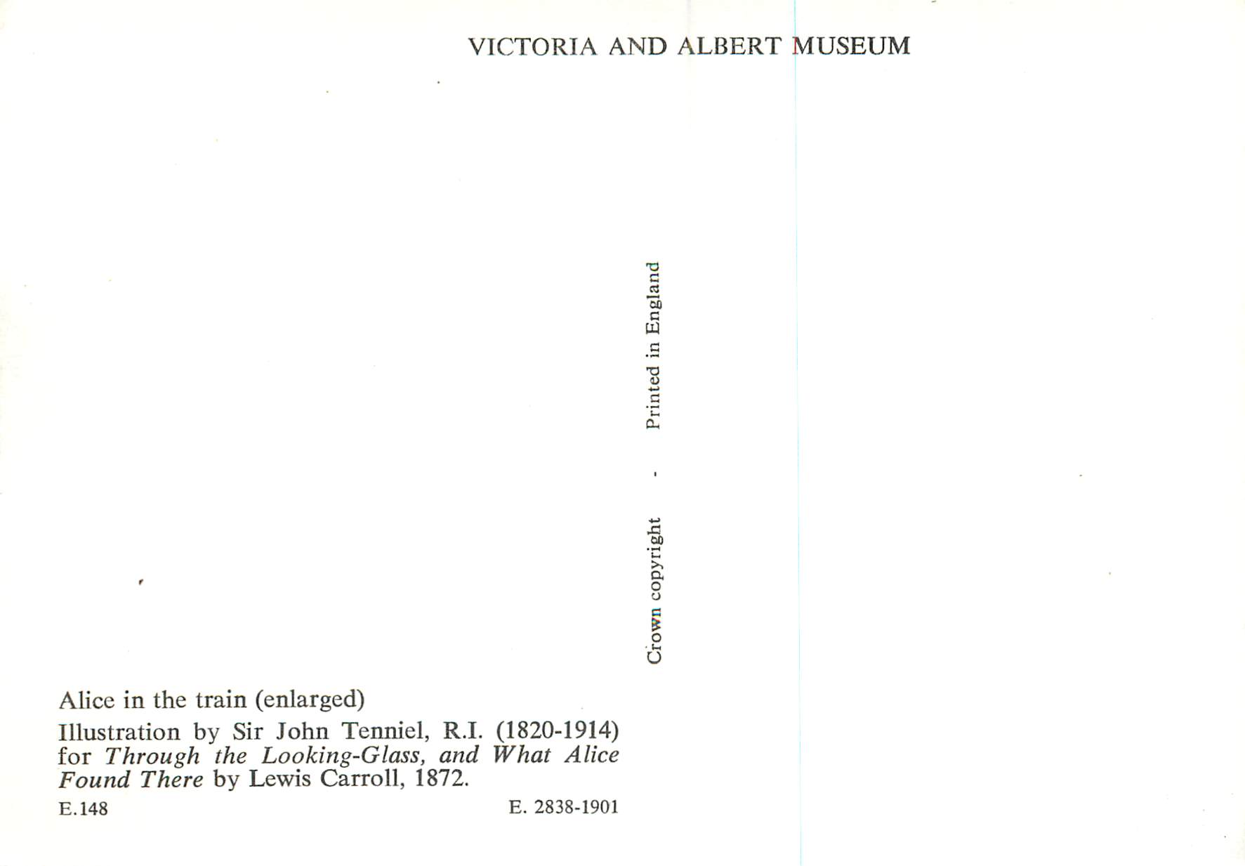 CPM Alice in the train Victoria and Albert Museum Lewis Carroll — Rückseite