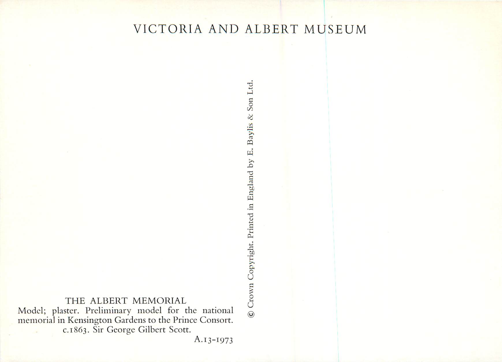 CPM The Albert Memorial Model Plaster Preliminary model for the national memorial in Kensington Victoria and Albert Muse — Rückseite
