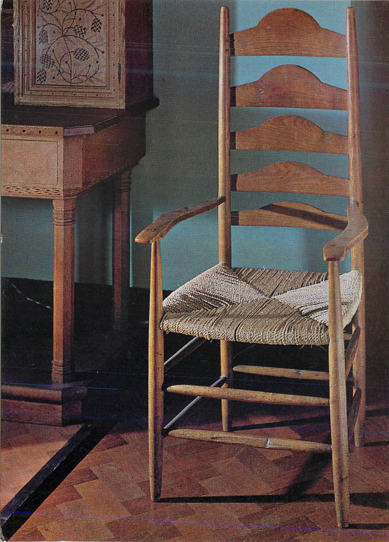 CPM Arm Chair Ash ladder back with rush seat Victoria and Albert Museum Ernest Gimson