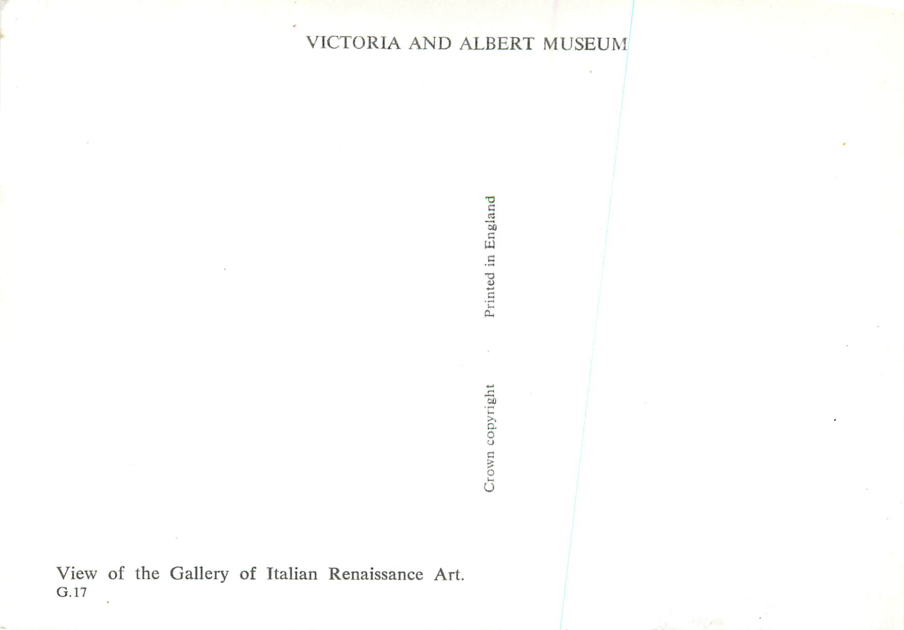 CPM View of the gallery of Italian Renaissance Art Victoria and Albert Museum  — Rückseite