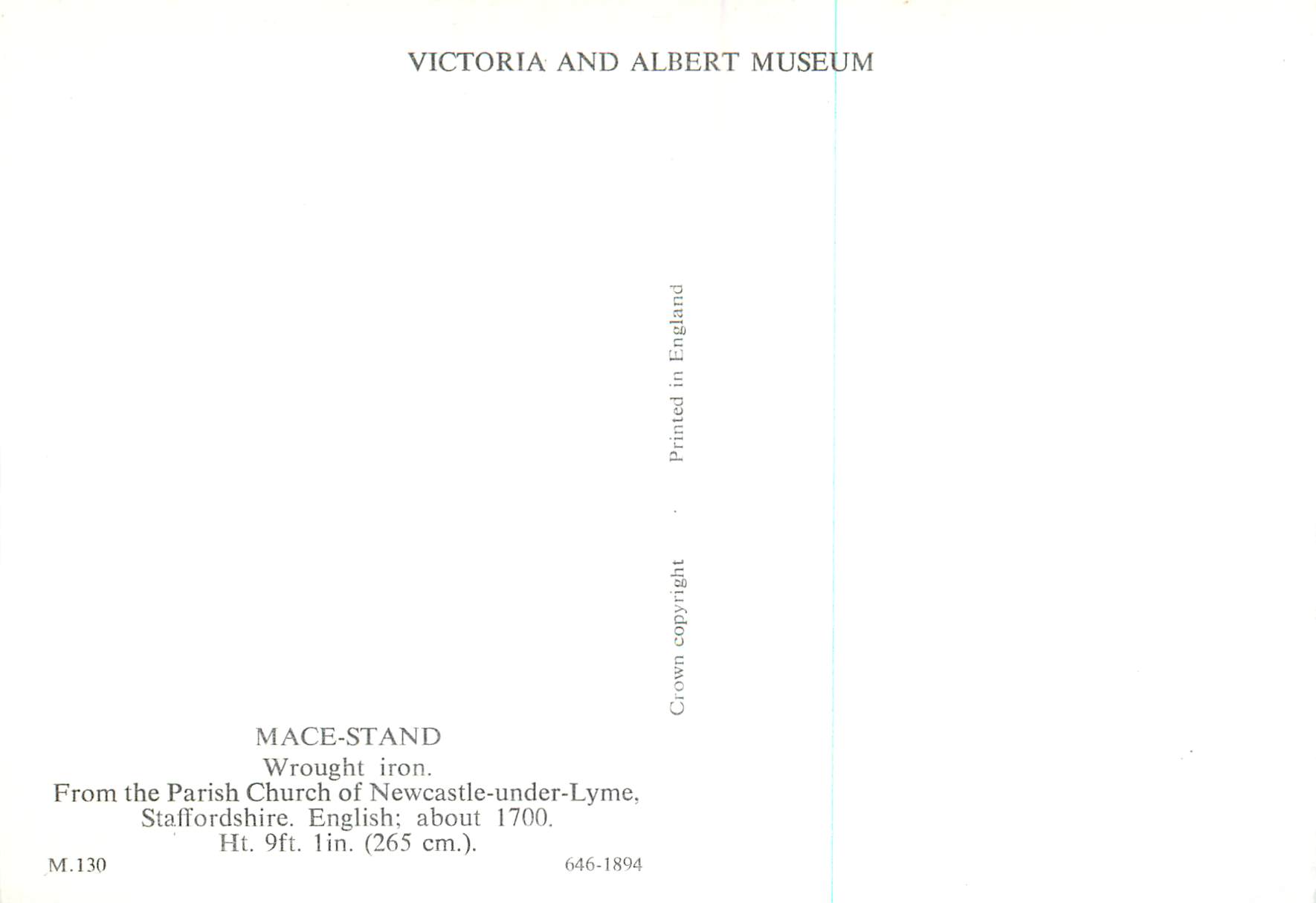 CPM Mace Stand Wrought Iron From the Paris Church of Newcastle under Lyme Victoria and Albert Museum  — Verso