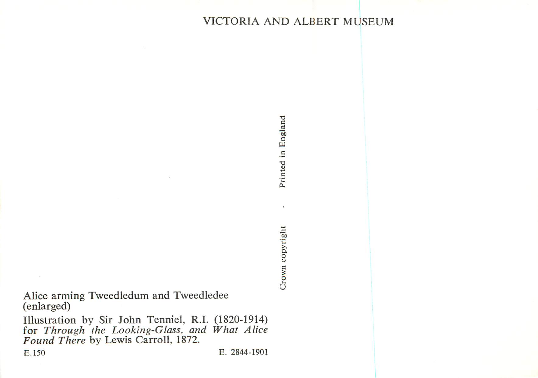 CPM Alice arming Tweedledum and Tweedledee Victoria and Albert Museum  — Rückseite