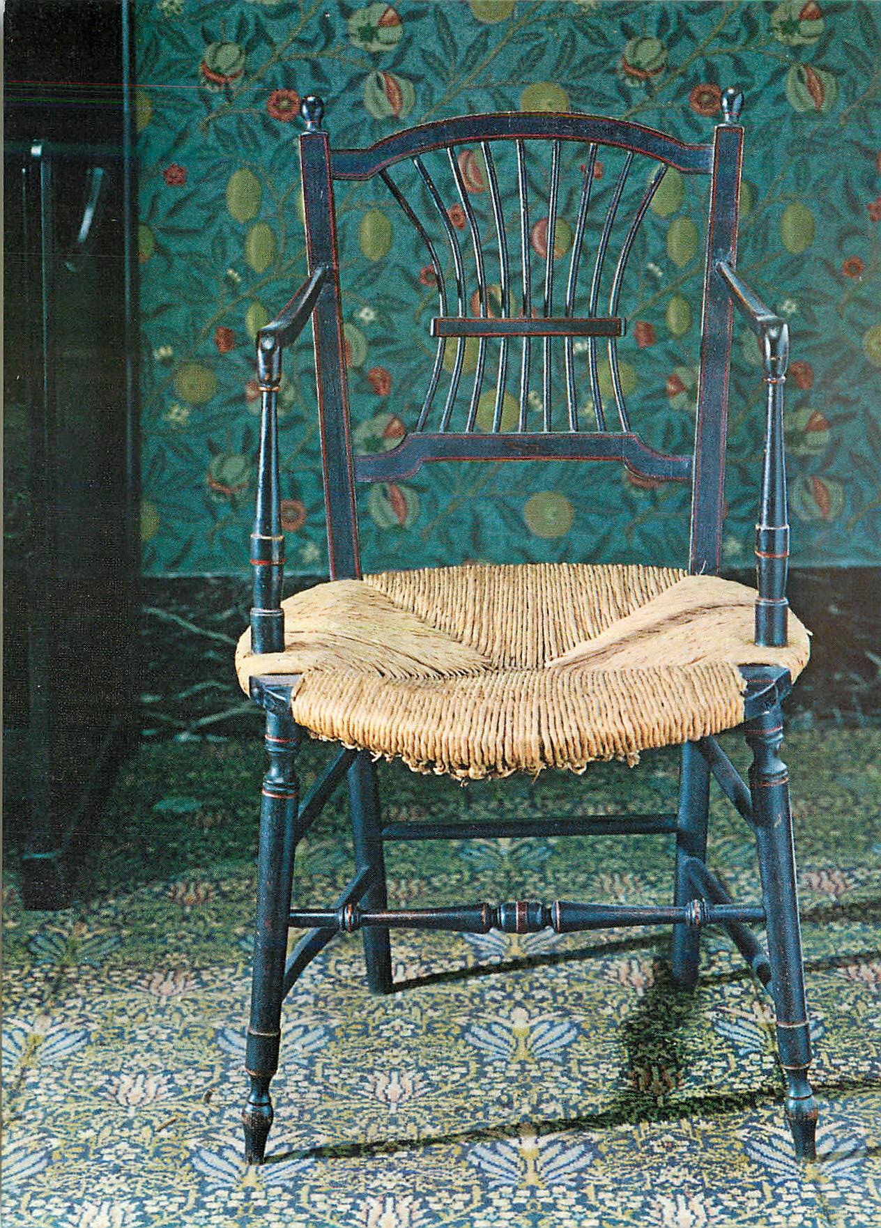 CPM Armchair Stained wood with rush seat Victoria and Albert Museum Rossetti Morris & Co