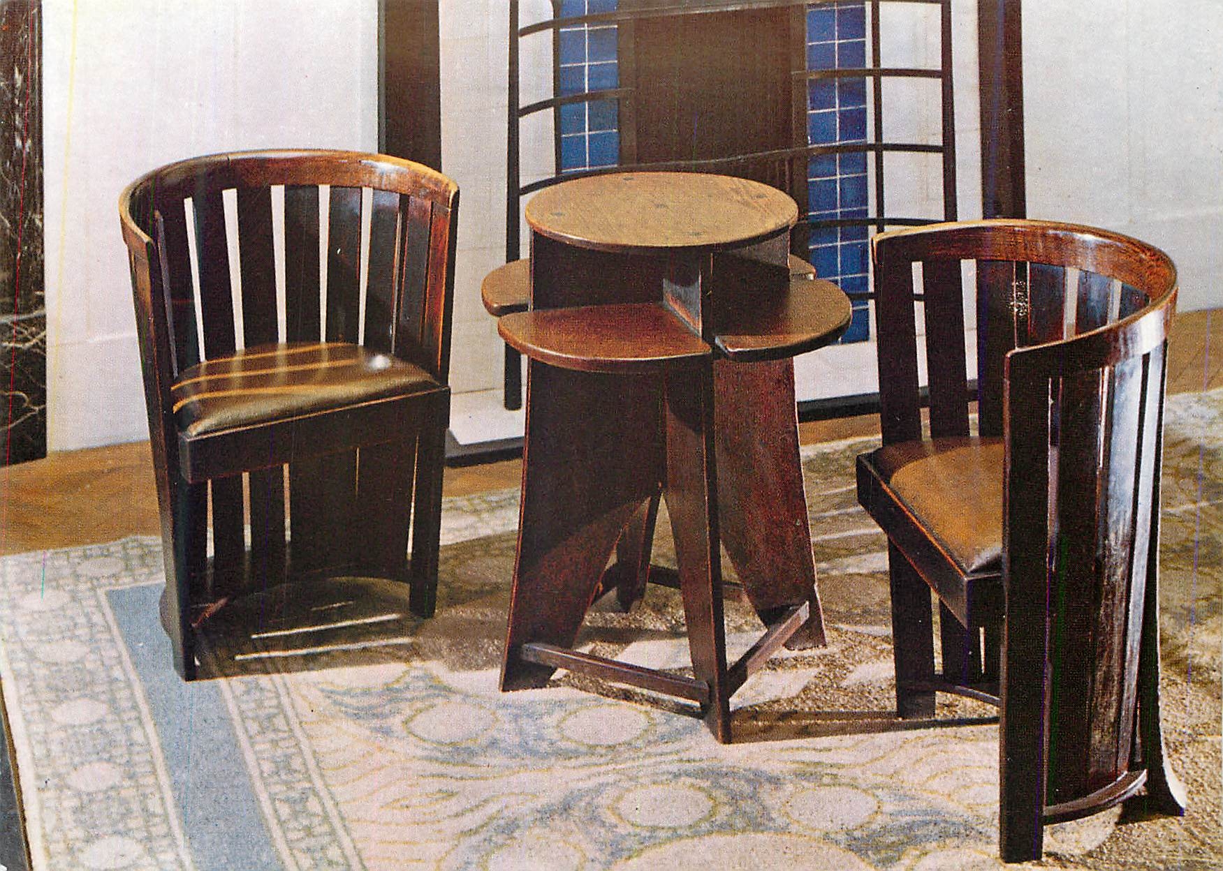 CPM Pais of Chairs and a Table Victoria and Albert Museum Charles Rennie Mackintosh for the Cranston tearooms Ingram Str