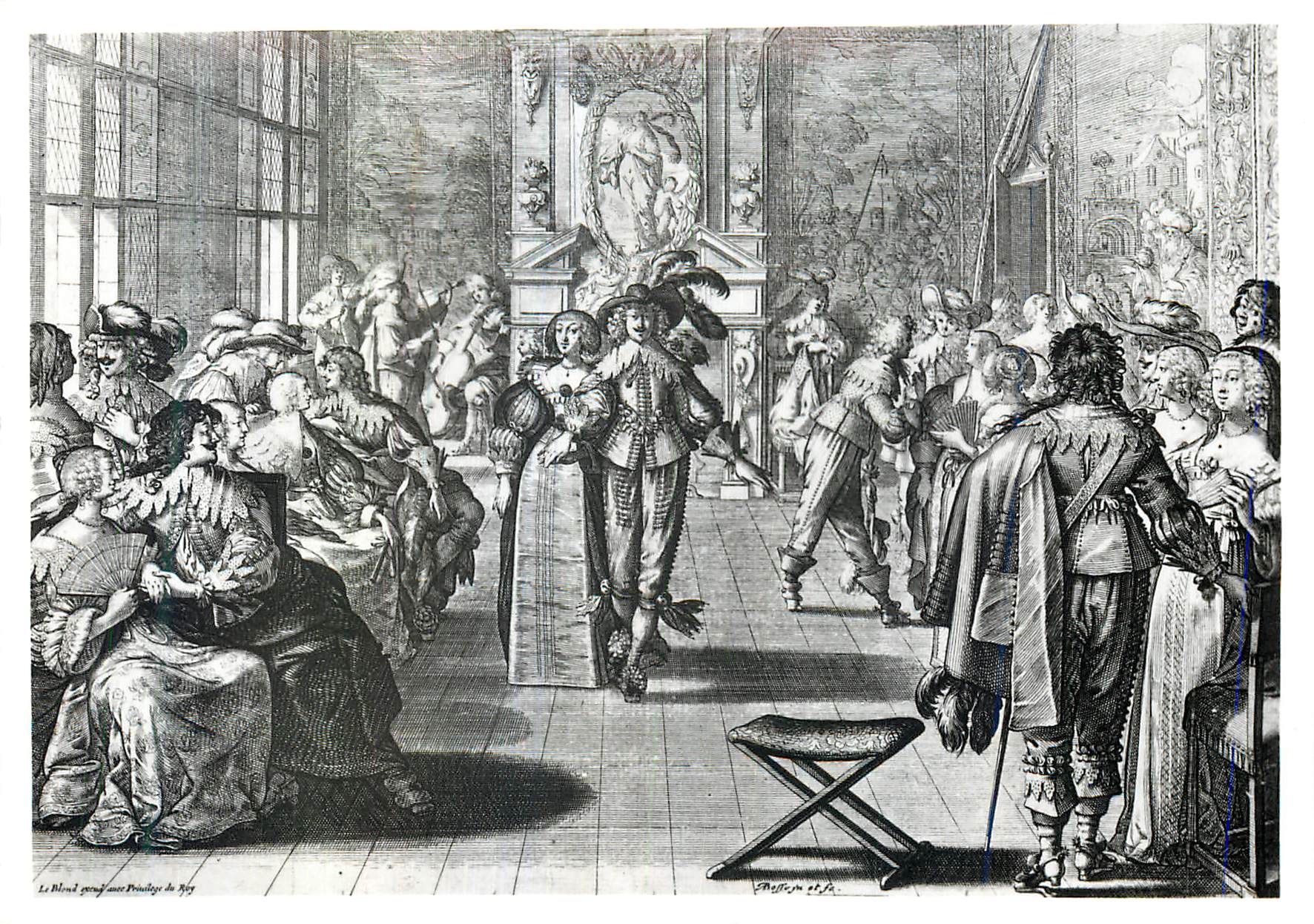 CPM Abraham Bosse Ladies and Cavaliers in a Ball Room Engraving Victoria and Albert Museum 