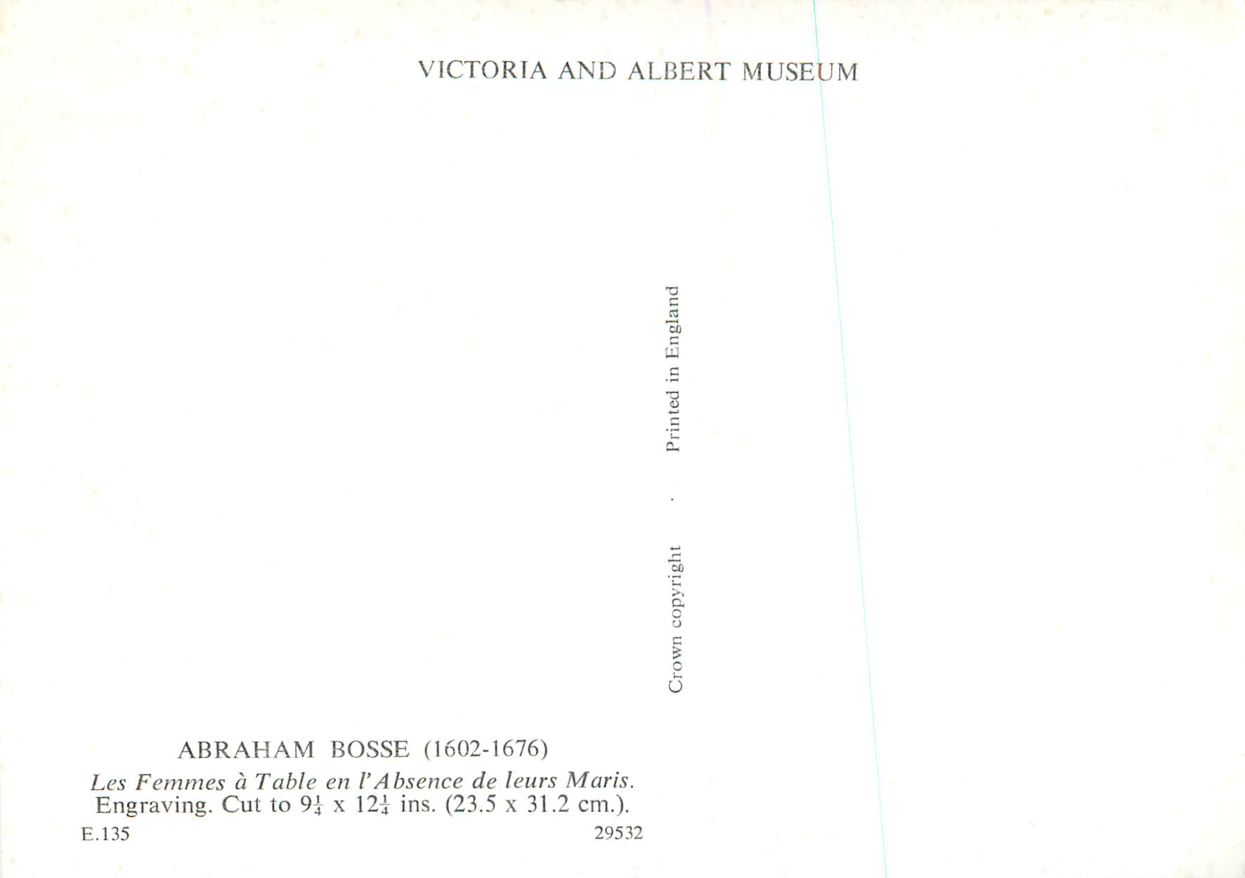 CPM Abraham Bosse Les Femmes a Table en l Absence de leurs Maris Victoria and Albert Museum  — Rückseite