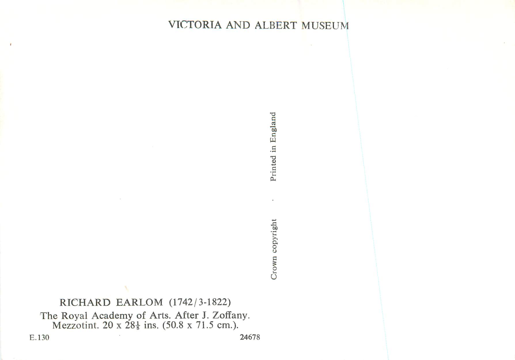 CPM Richard Earlom The Royal Academyy of Arts Victoria and Albert Museum  — Rückseite