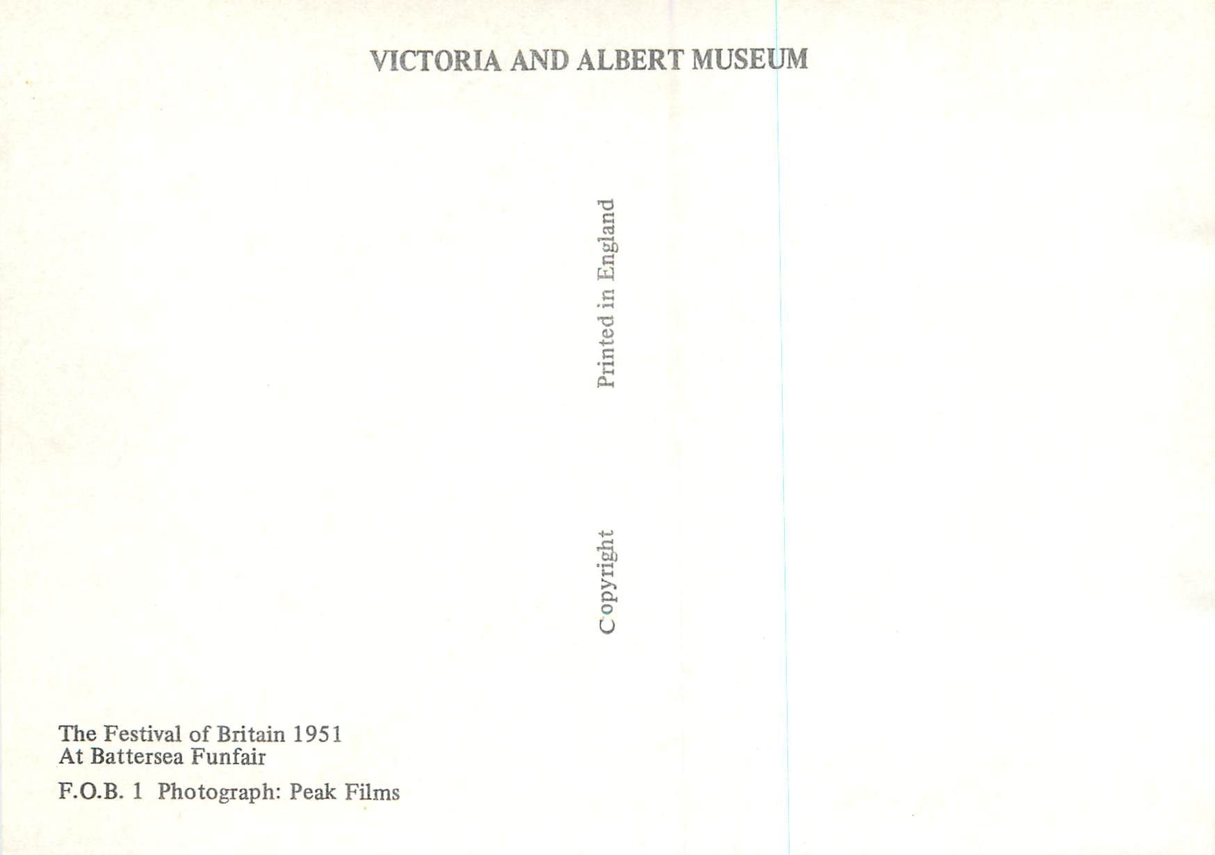CPM The Festival of Britain At Battersea Funfair Victoria and Albert Museum  — Verso