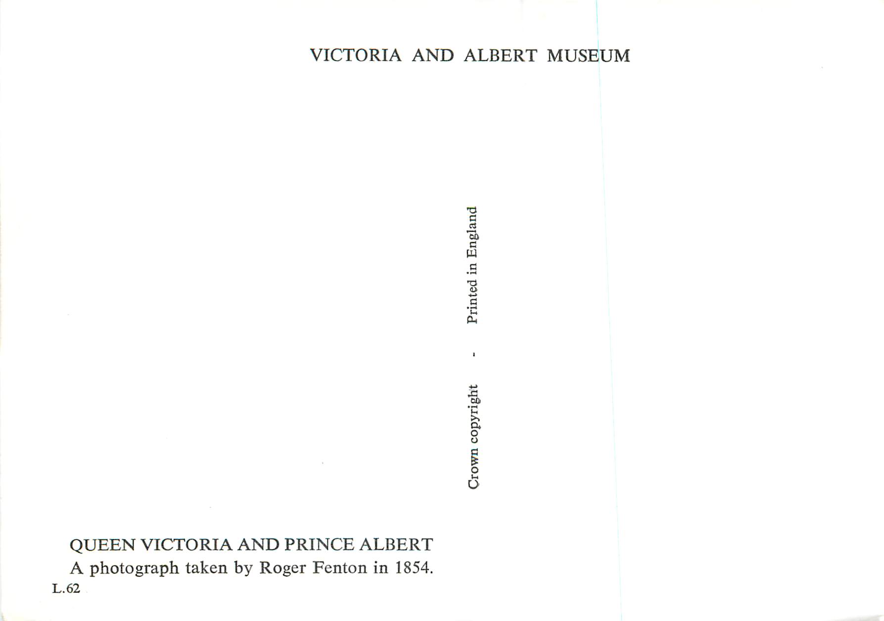 CPM Queen Victoria and Prince Albert Victoria and Albert Museum Roger Fenton in 1854 — Rückseite