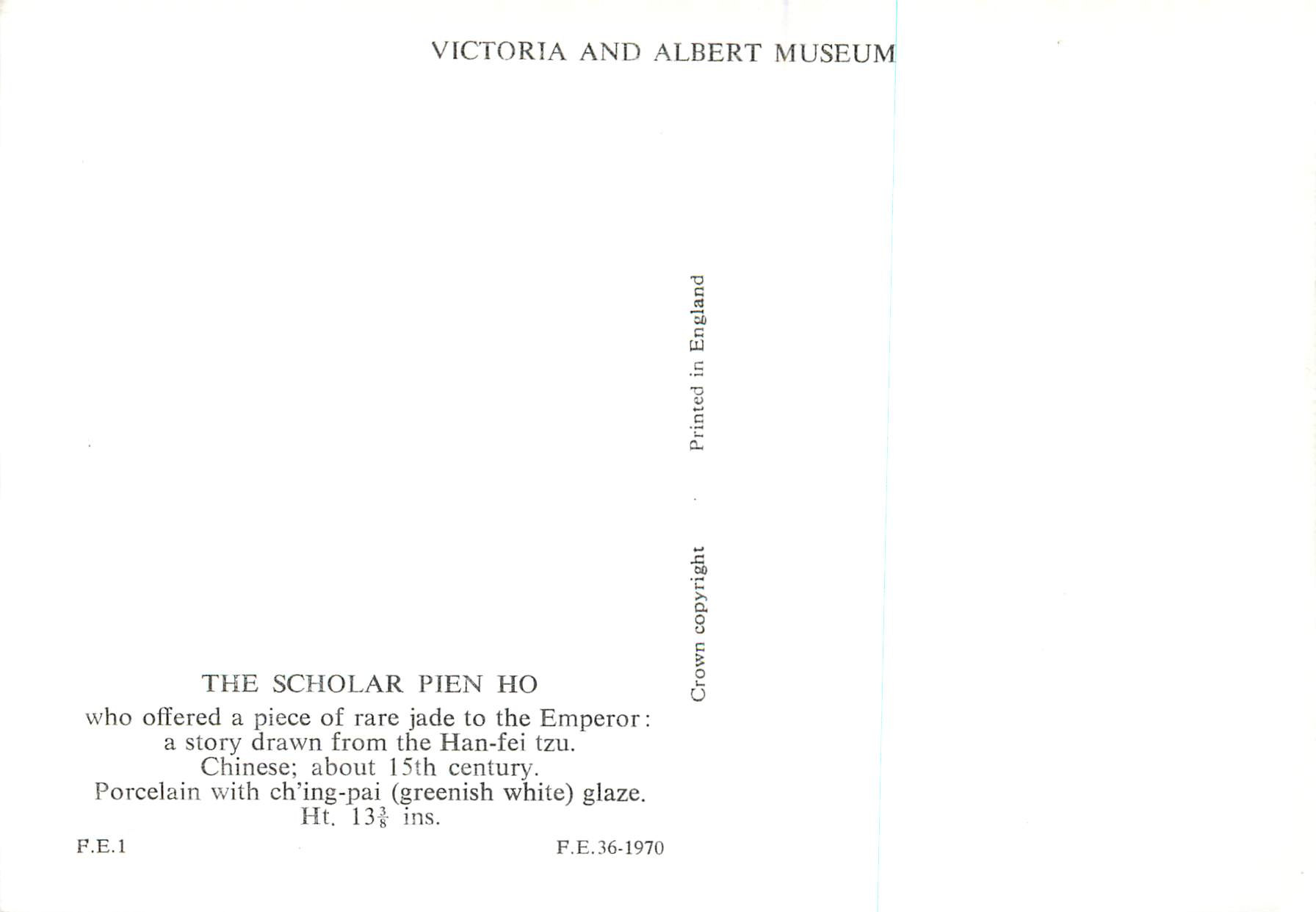 CPM The Scholar Pien Ho Victoria and Albert Museum Chine China — Rückseite
