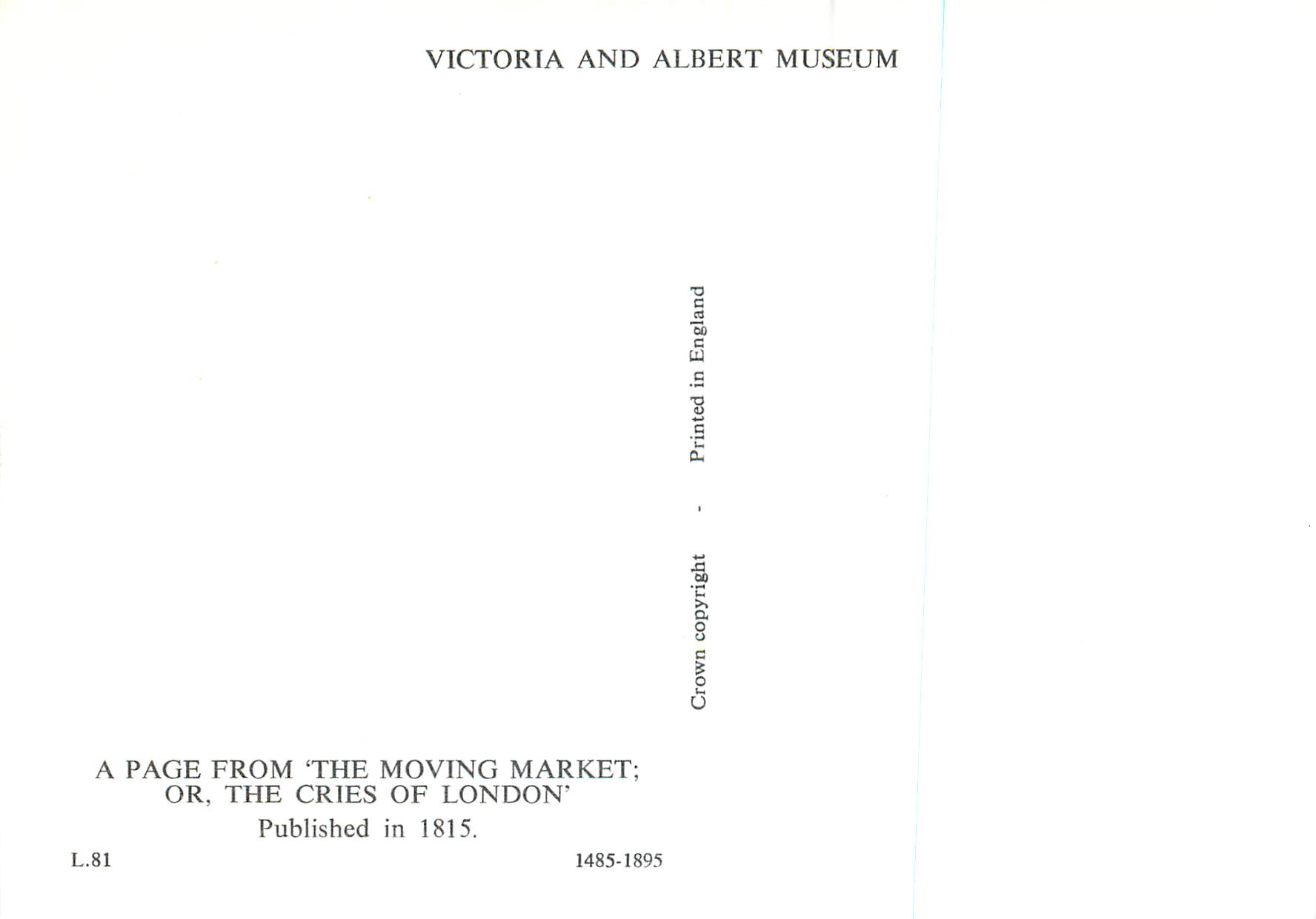 CPM A page from the moving market or the cries of London Victoria and Albert Museum Ane Donkey — Back