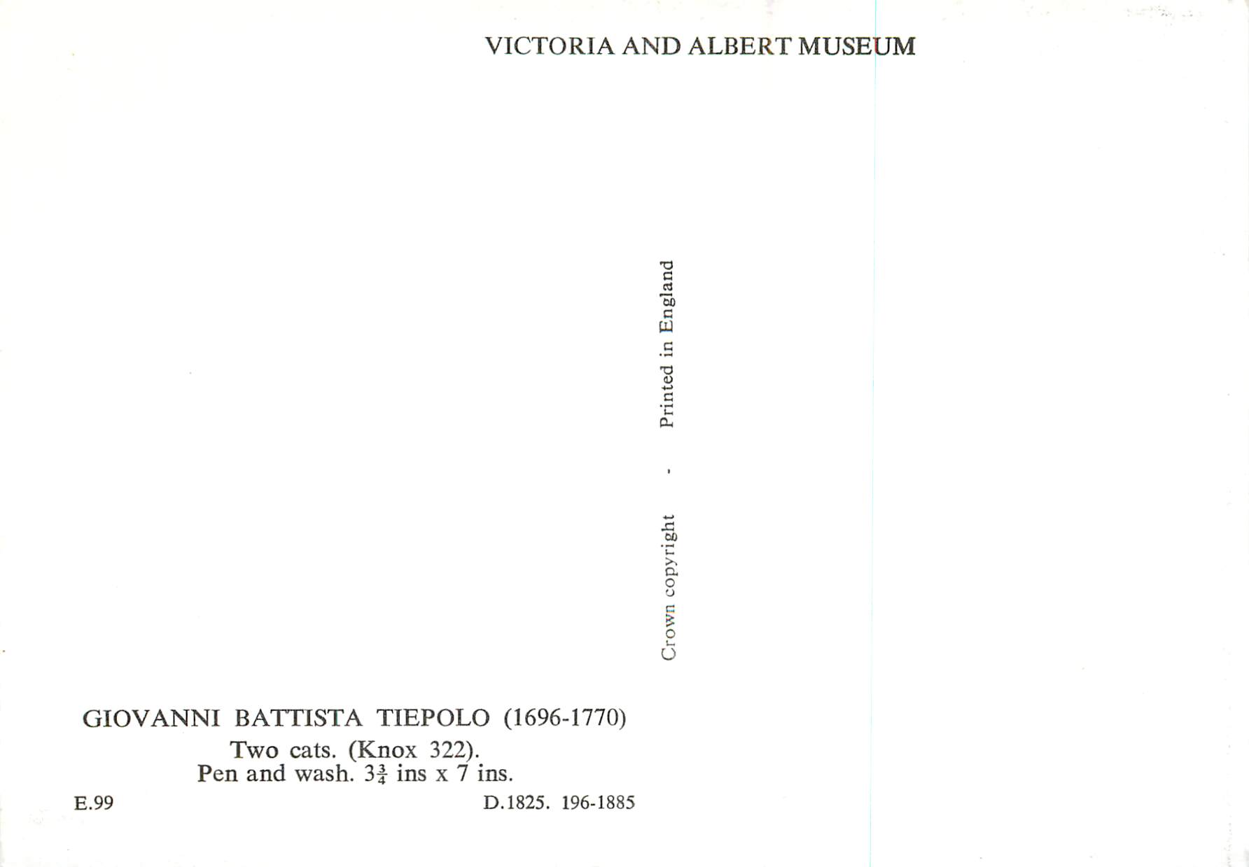 CPM Giovanni Battista Tiepolo Victoria and Albert Museum  — Verso