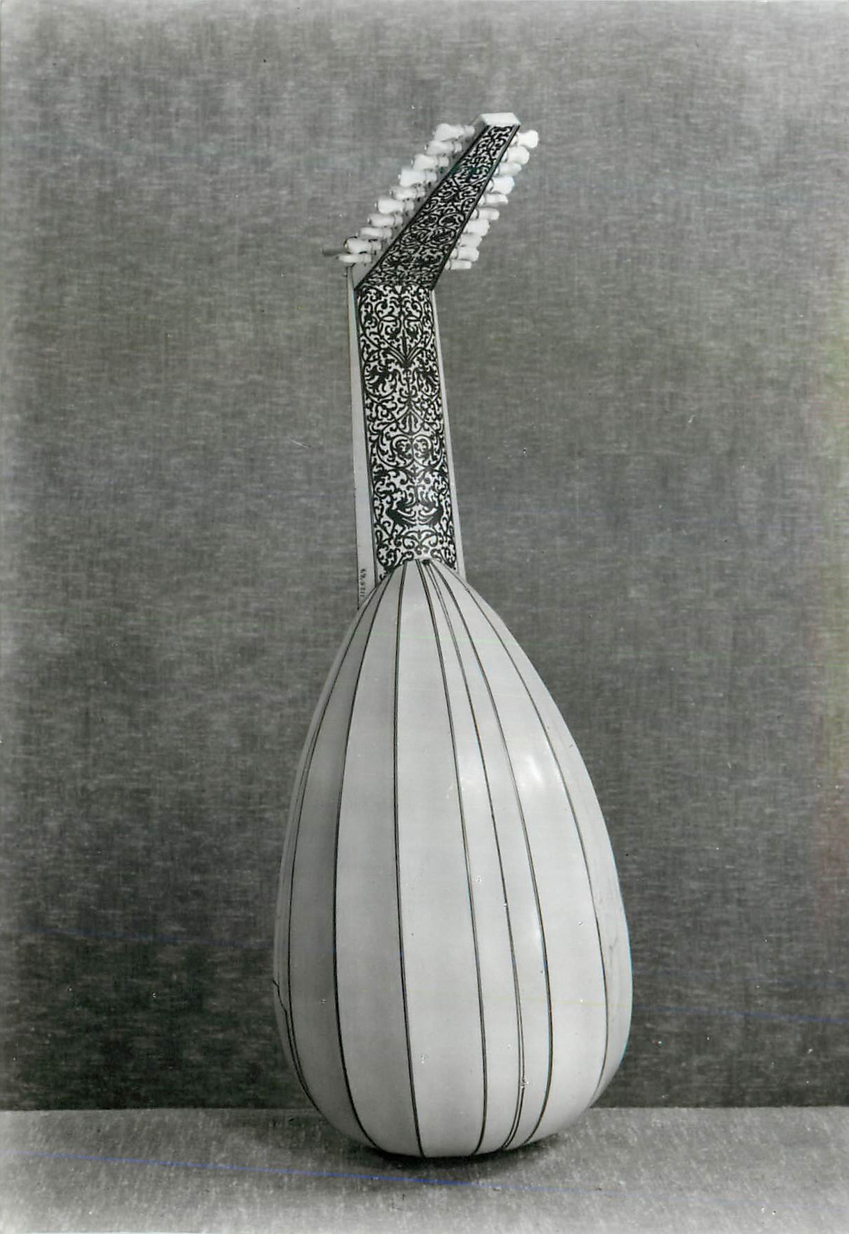 CPM Lute Translucent ivory body with marquetry neck Victoria and Albert Museum 