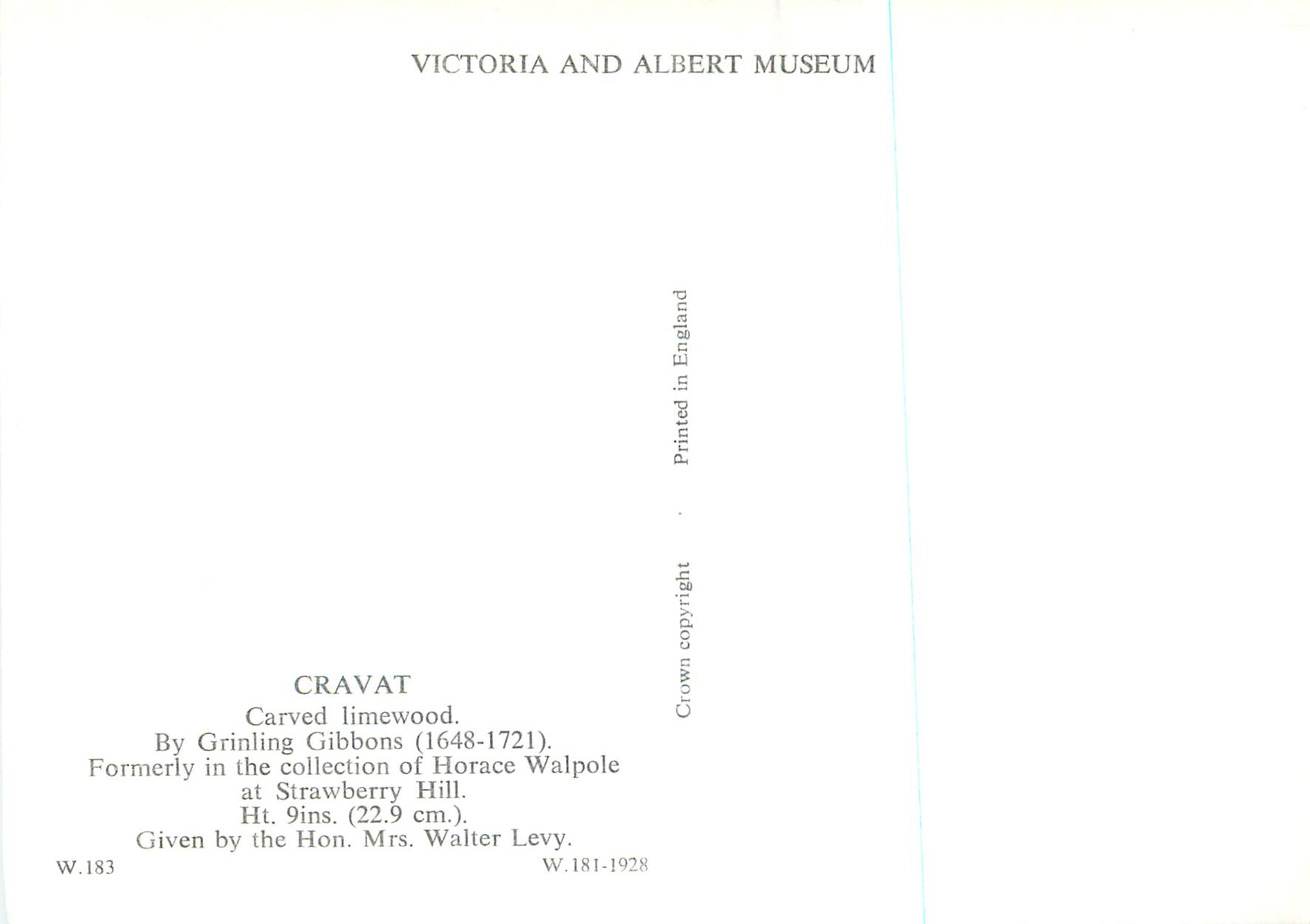 CPM Cravat carved limewood Victoria and Albert Museum  — Rückseite
