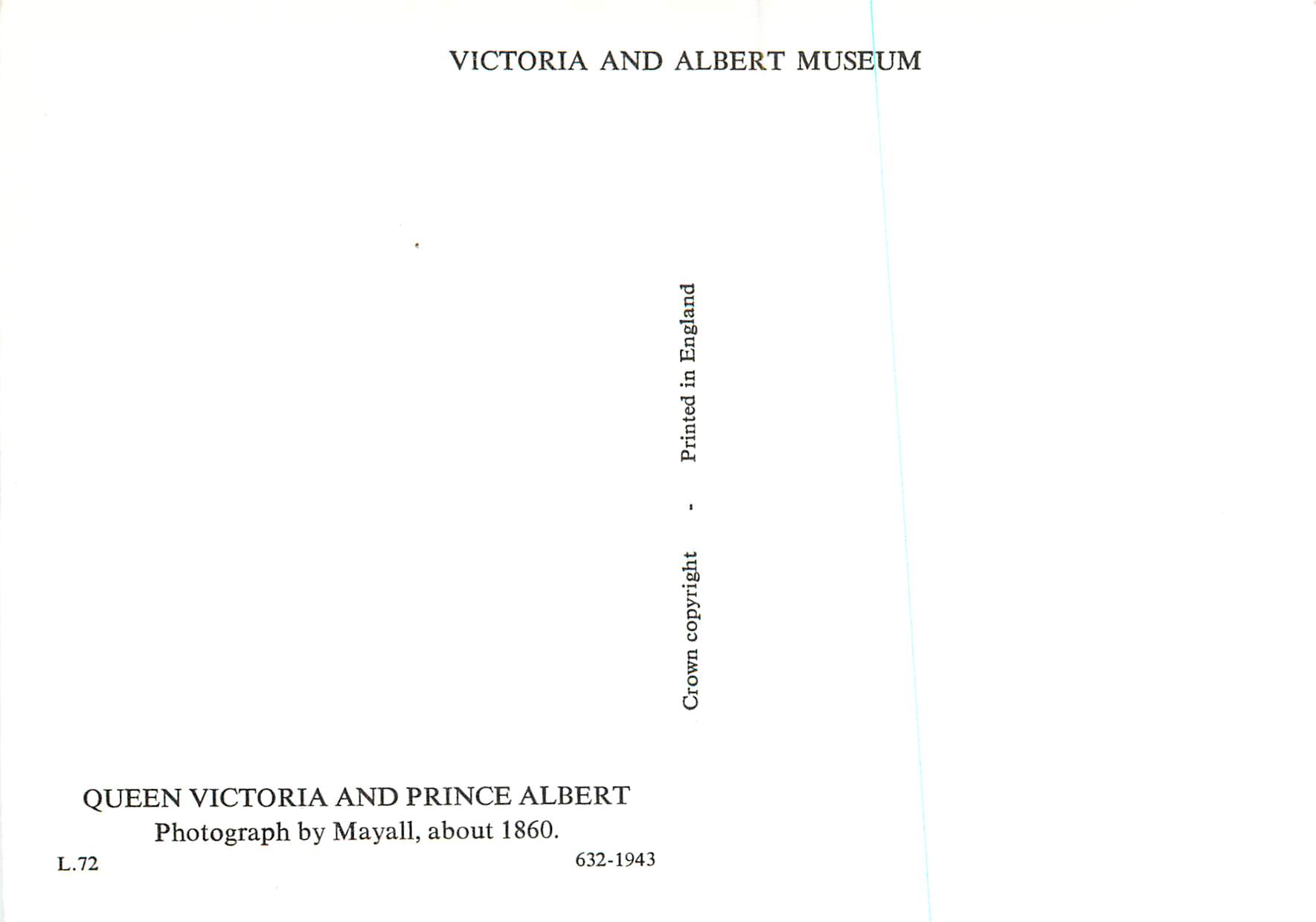 CPM Queen Victoria and Prince Albert Victoria and Albert Museum  — Verso