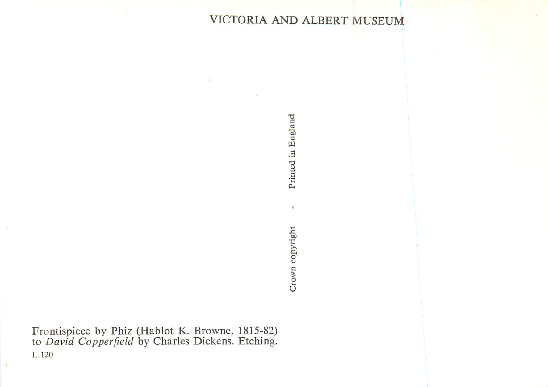 CPM Frontispiece by Phiz Victoria and Albert Museum  — Rückseite