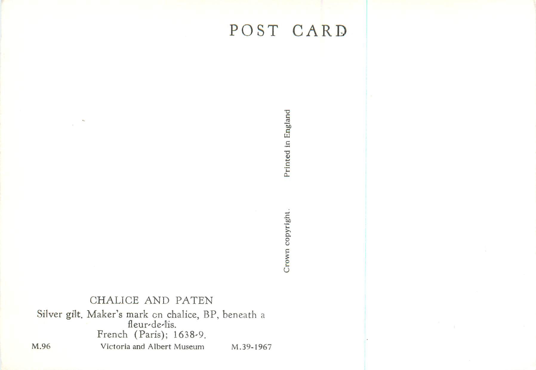 CPM Chalice and Paten Victoria and Albert Museum  — Verso