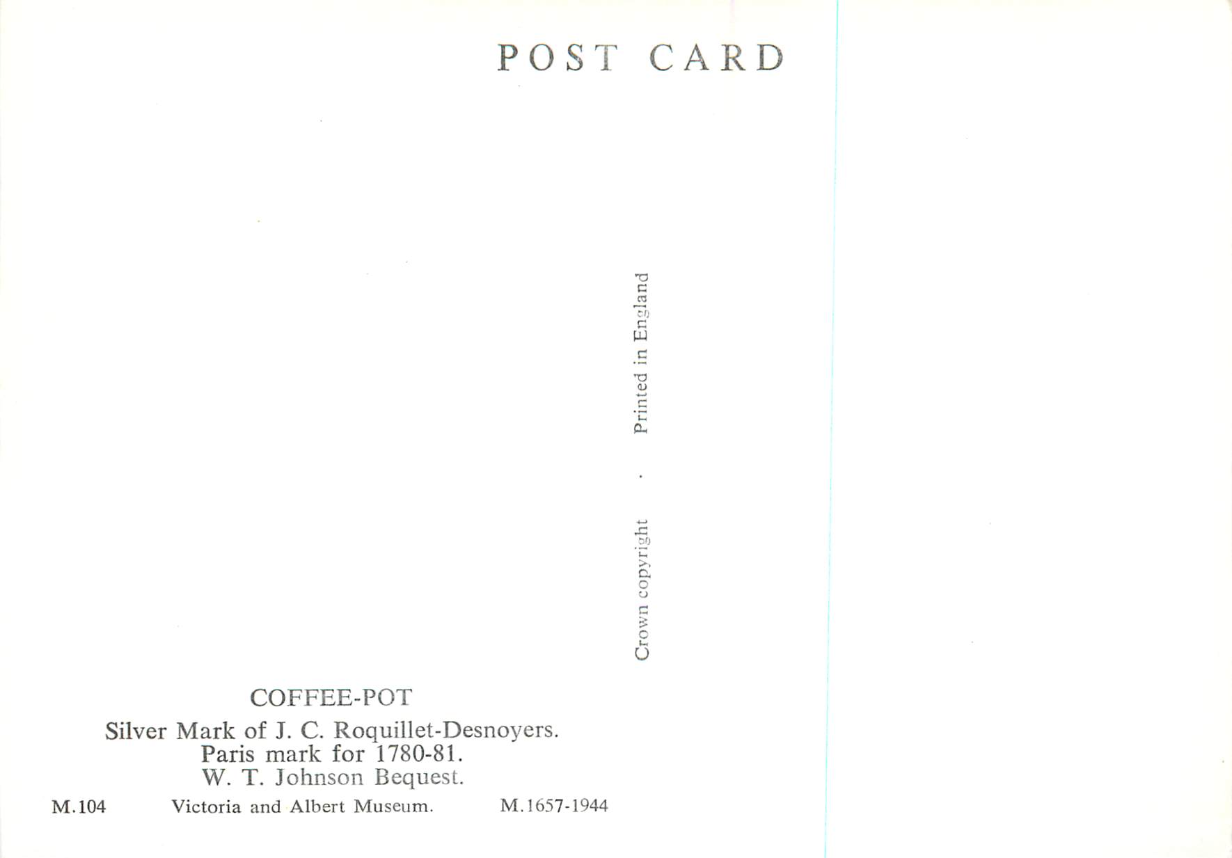 CPM Coffee pot Silver Mark of JC Roquillet Desnoyers Victoria and Albert Museum  — Verso
