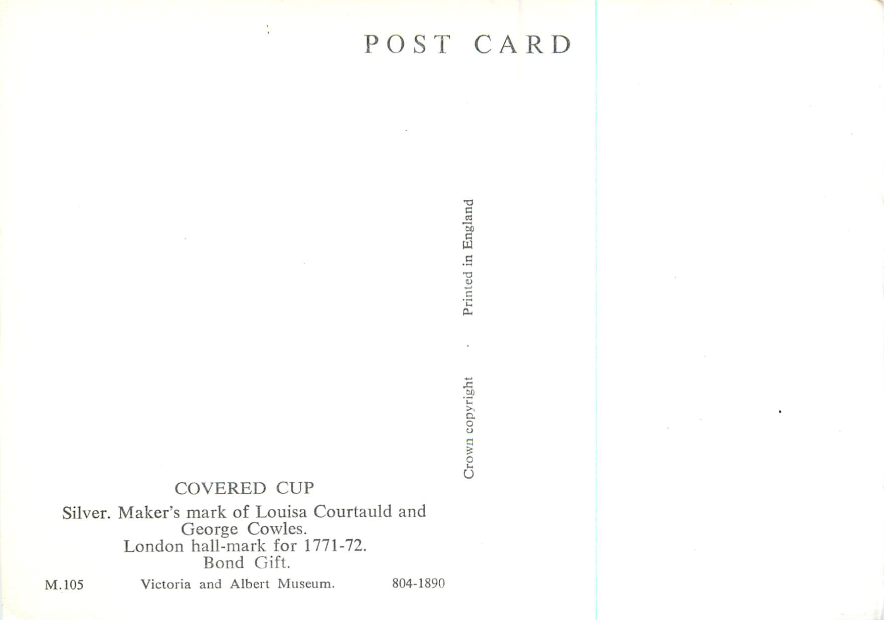 CPM Covered Cup Silver Makers mark of Louisa Courtauld and George Cowles Victoria and Albert Museum  — Verso