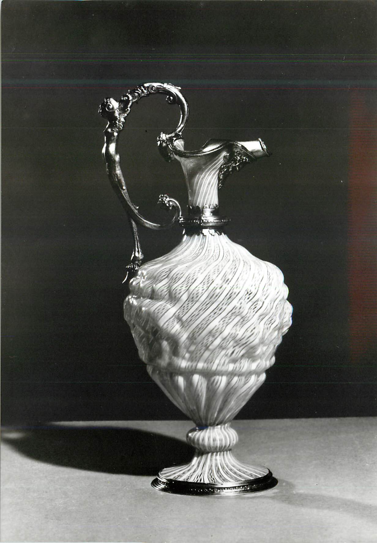 CPM Ewer Glass with latticinio decoration Victoria and Albert Museum 