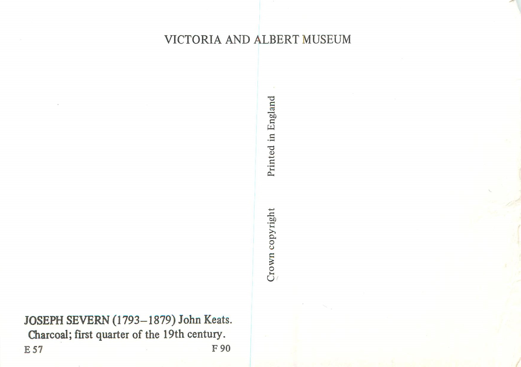 CPM Joseph Severn John Keats Charcoal Victoria and Albert Museum  — Rückseite