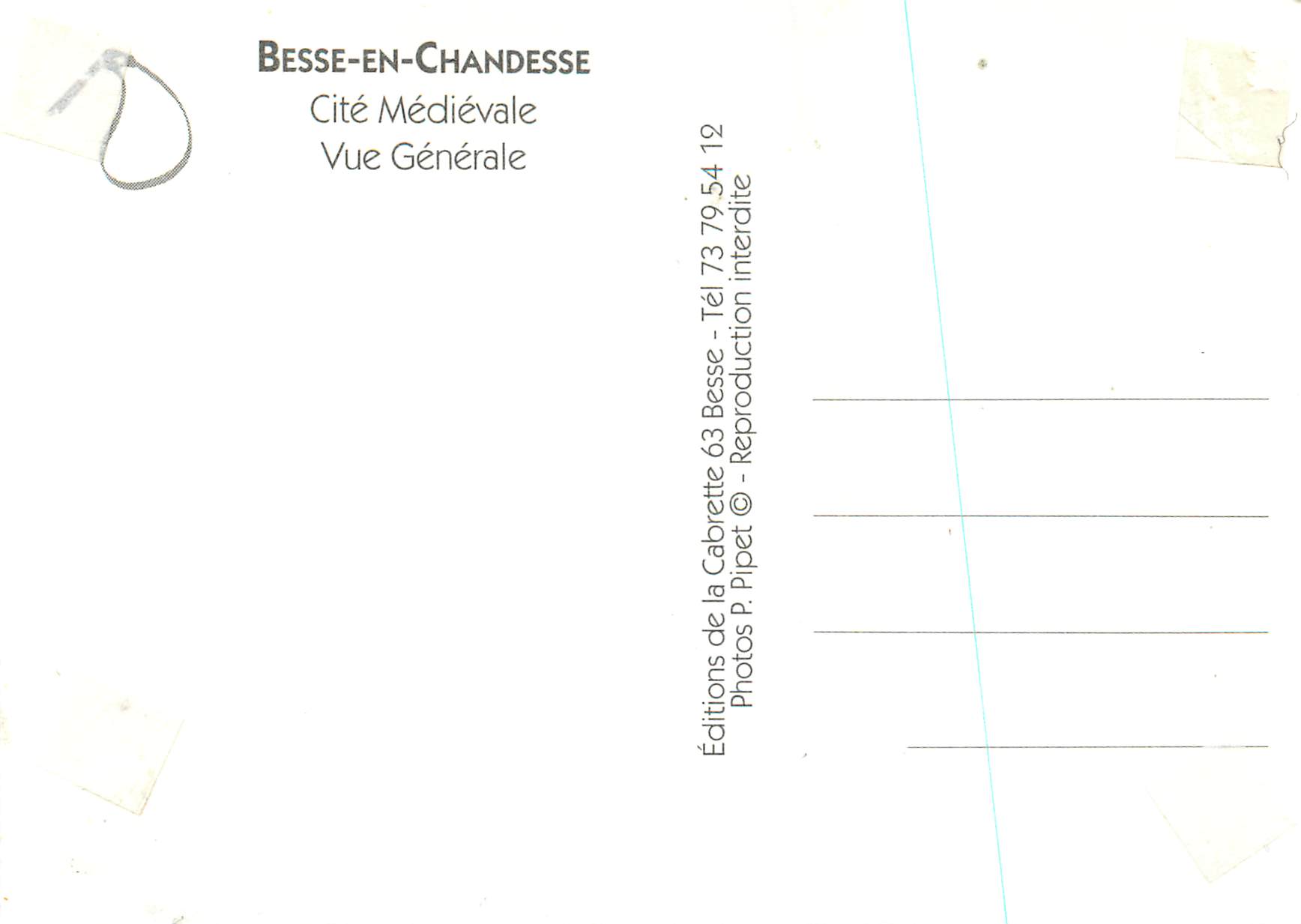 CPM Besse en Chandesse Vue generale  — Verso