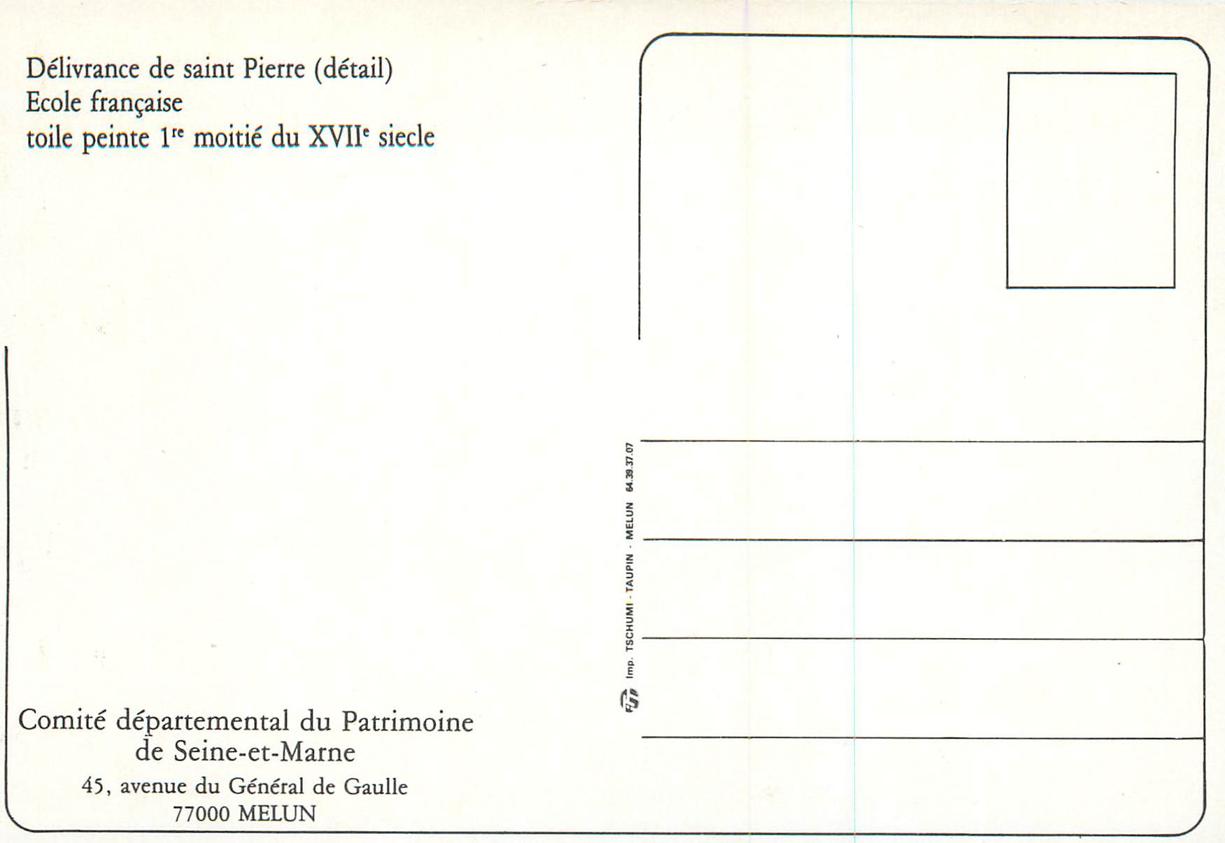 CPM Delivrance de Saint Pierre detail Ecole francaise  — Verso