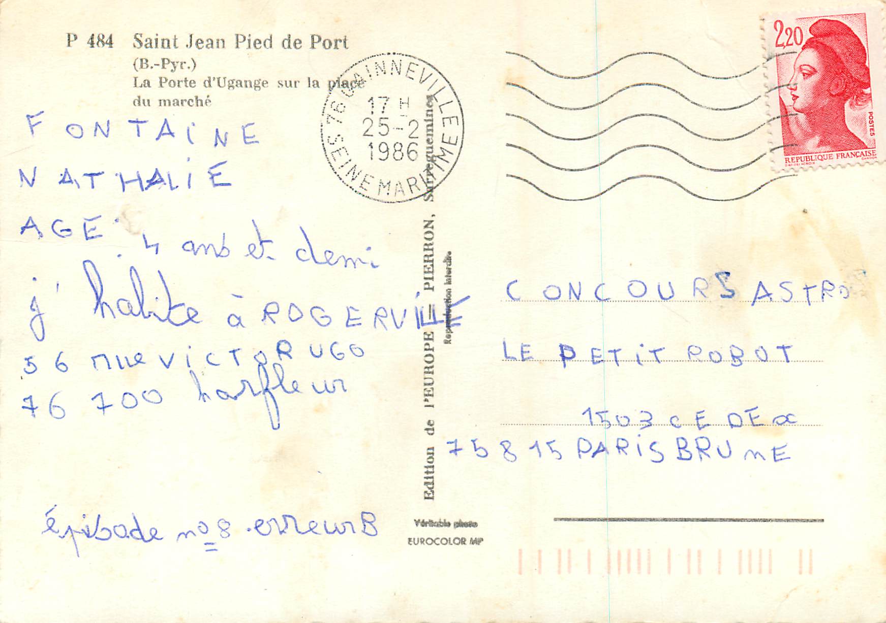 CPM Saint Jean Pied de Port B Pyr La Porte d Ugange sur la place du marche Restaurant — Rückseite